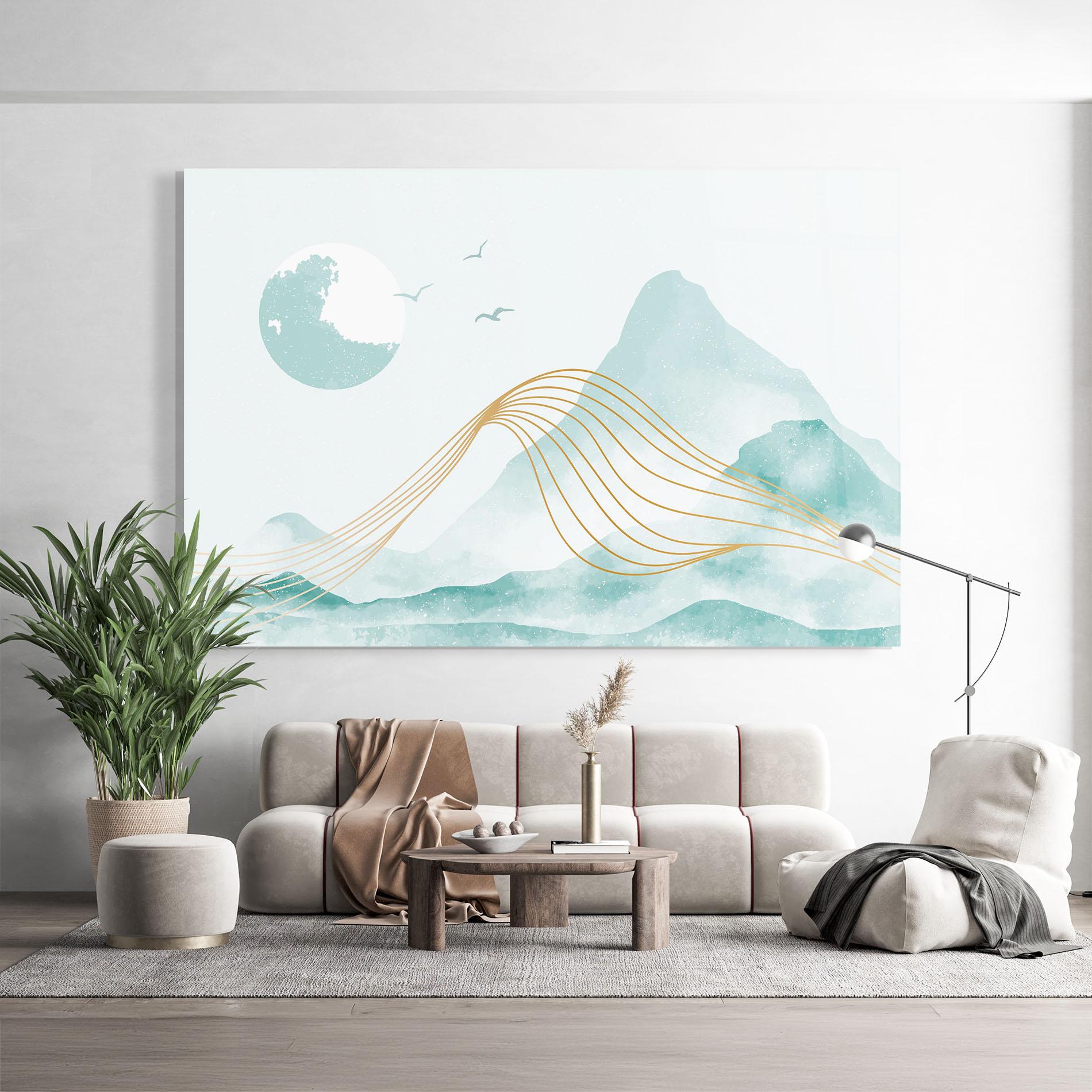 Üvegkép Gold Line Mountain mockup 9