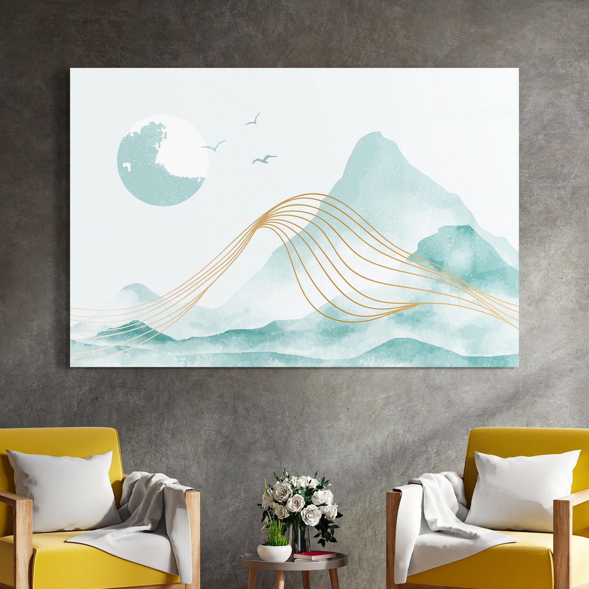 Üvegkép Gold Line Mountain mockup 4