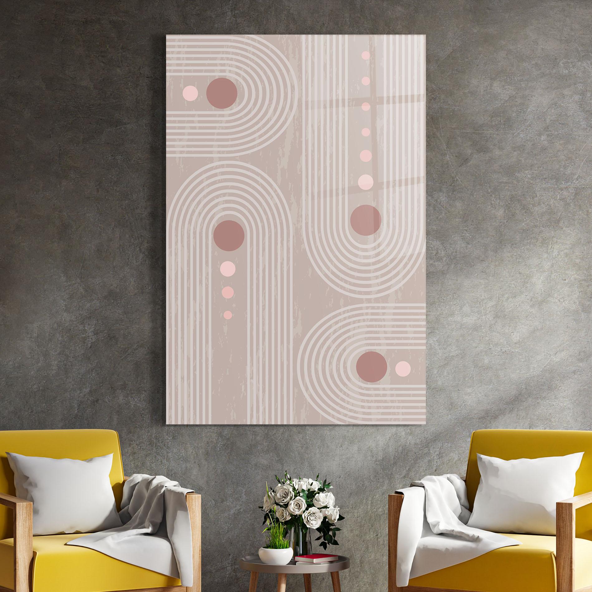 Üvegkép Pink Circle On Cream mockup 4