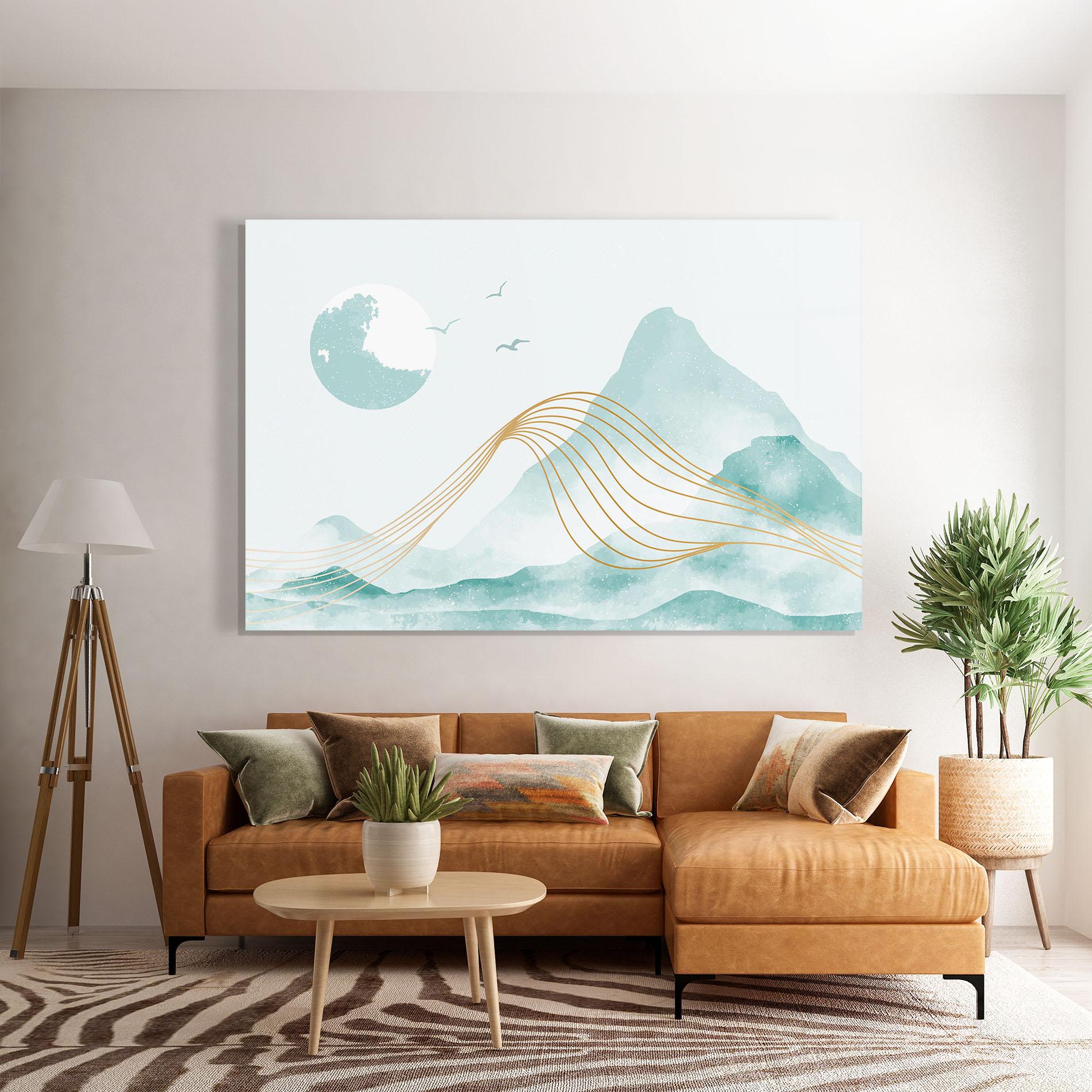 Üvegkép Gold Line Mountain mockup 7