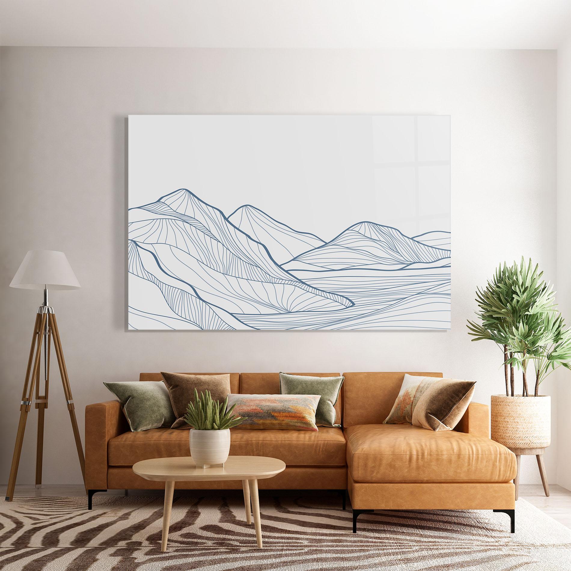 Üvegkép Mountain Blue Line mockup 7