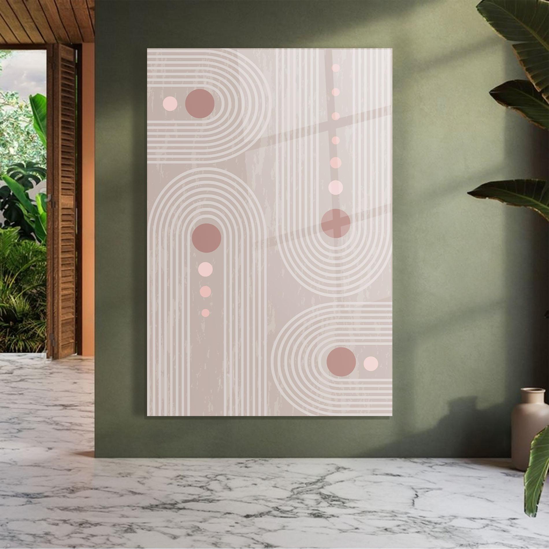 Üvegkép Pink Circle On Cream mockup 7