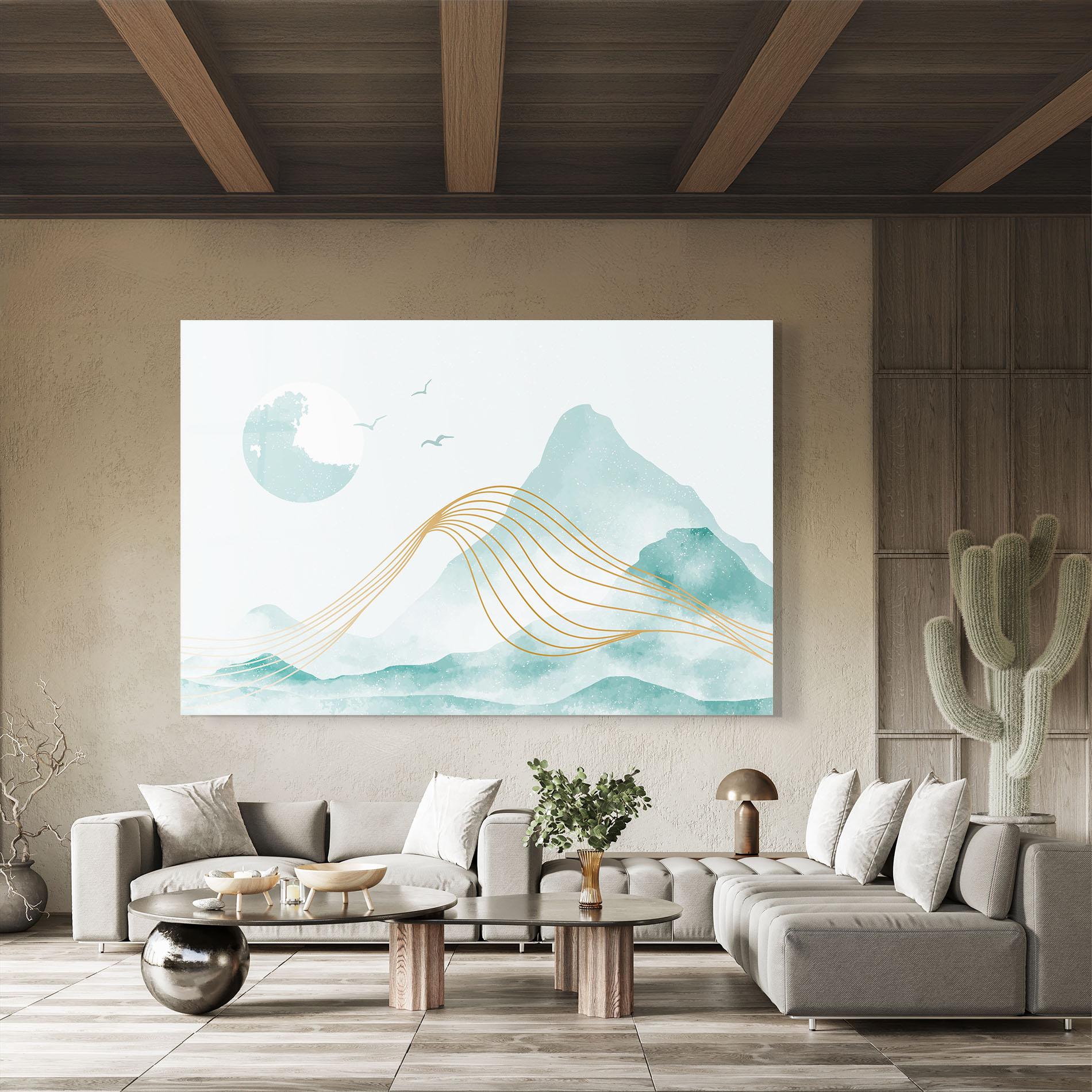 Üvegkép Gold Line Mountain mockup 8