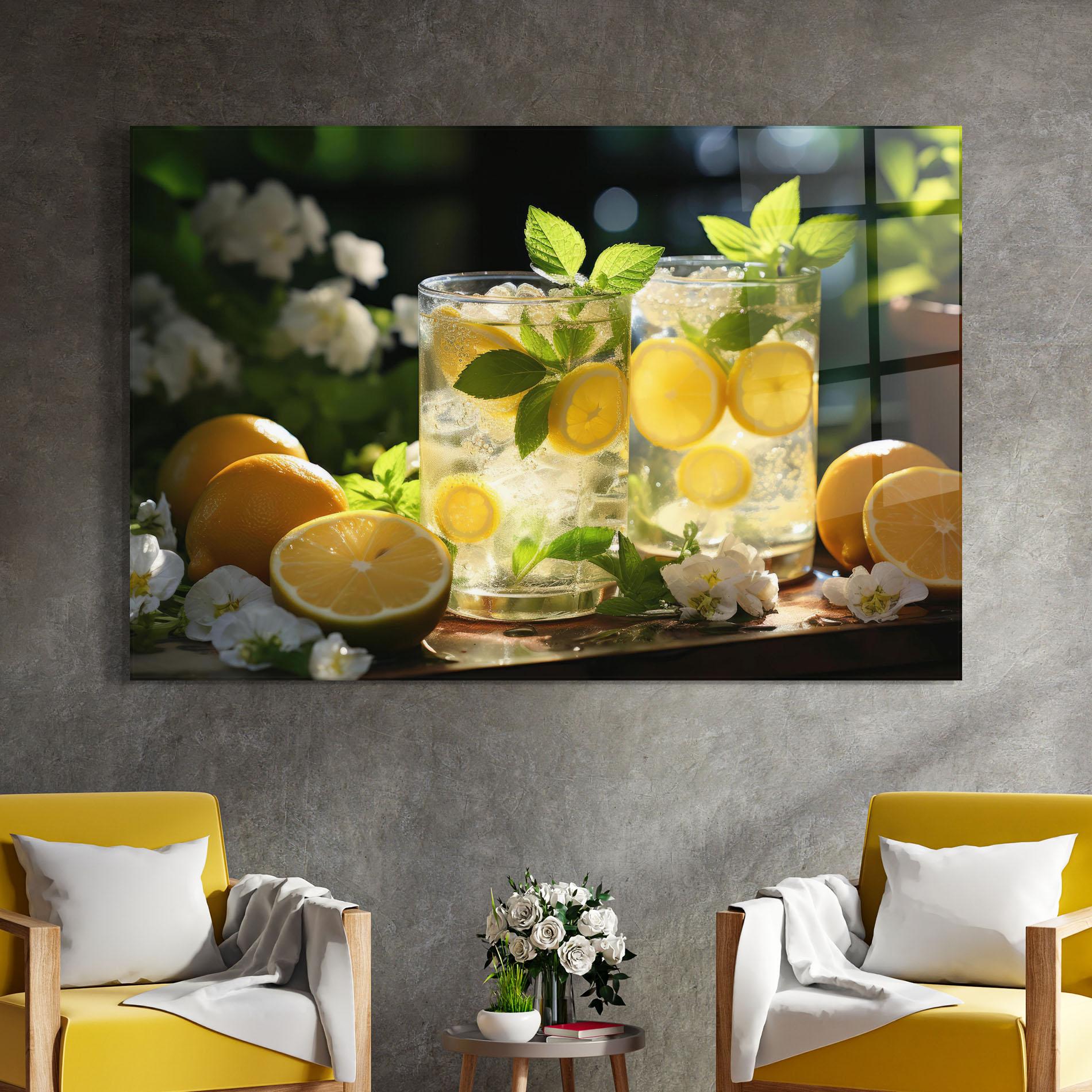 Üvegkép White Flowers Lemonade mockup 4