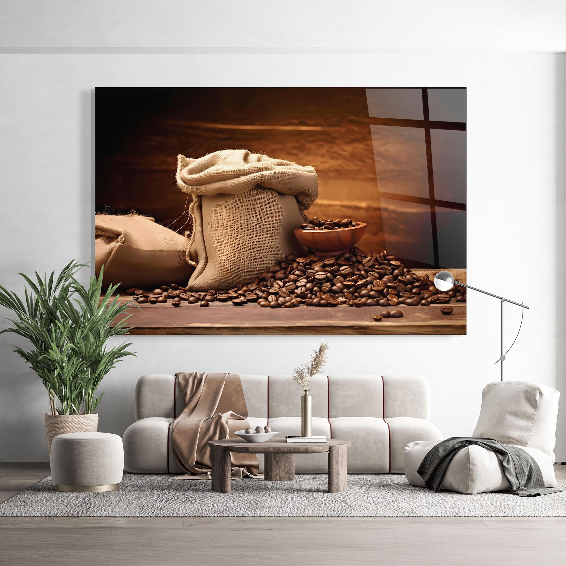 Üvegkép Big Bag Of Coffee Beans mockup 9