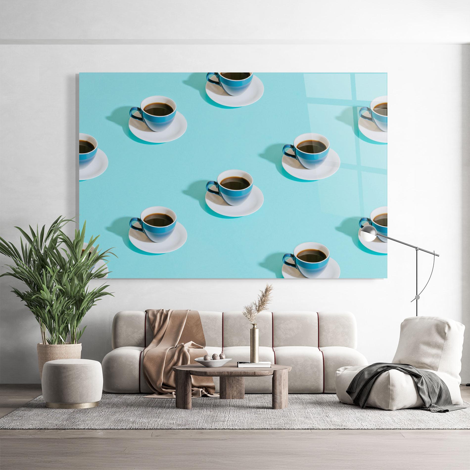 Üvegkép Blue Cup Of Coffe mockup 9