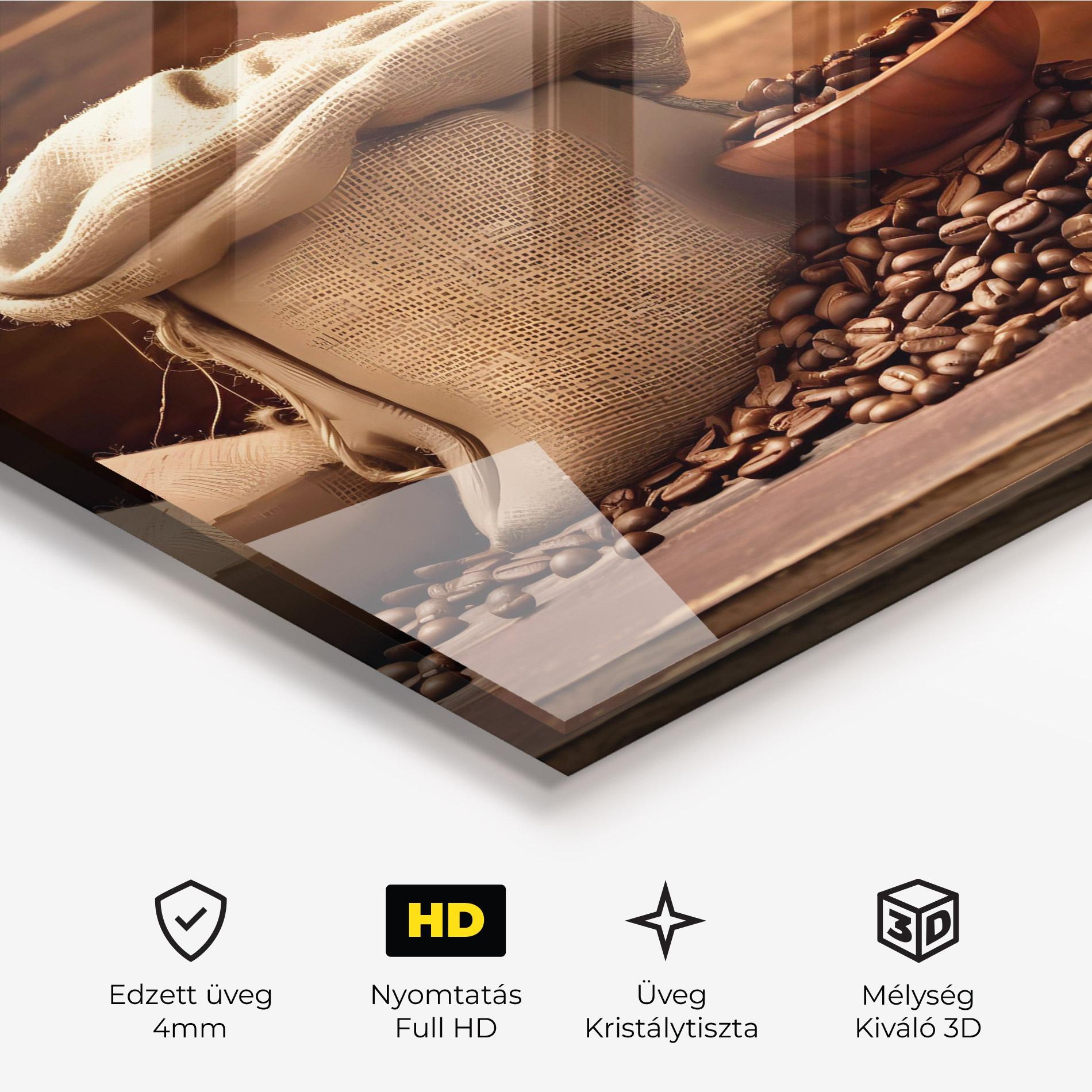 Üvegkép Big Bag Of Coffee Beans mockup 3