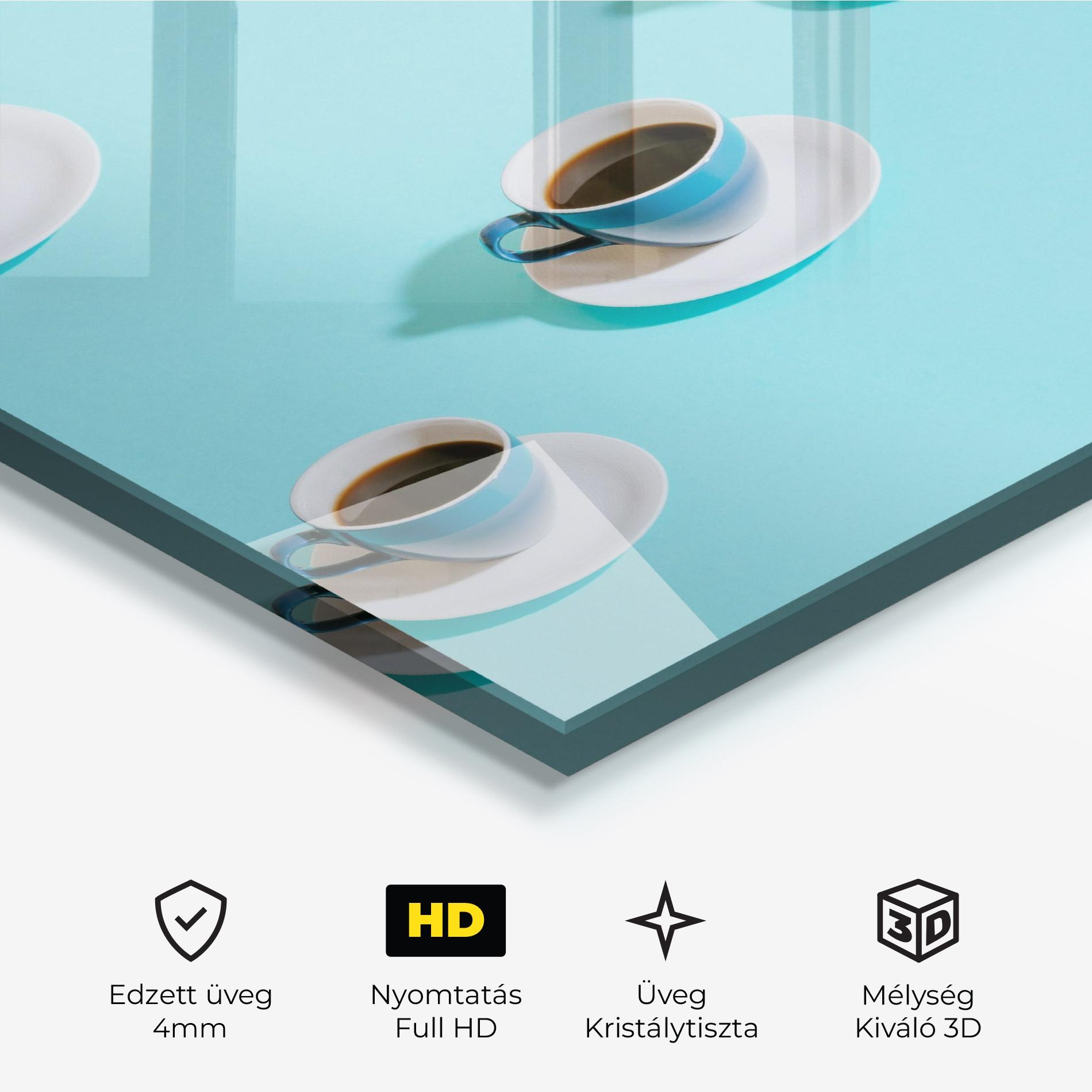 Üvegkép Blue Cup Of Coffe mockup 3