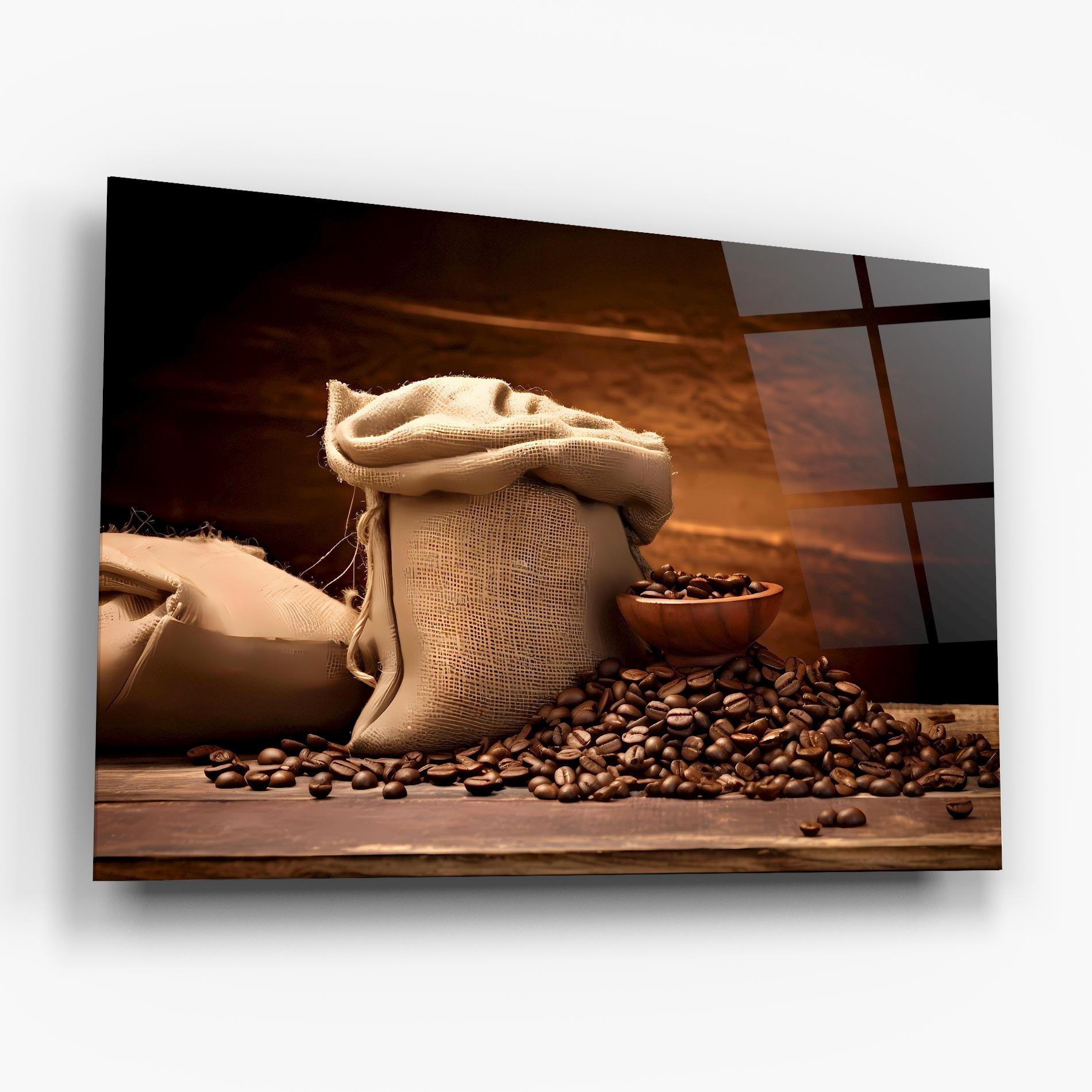 Üvegkép Big Bag Of Coffee Beans mockup 6