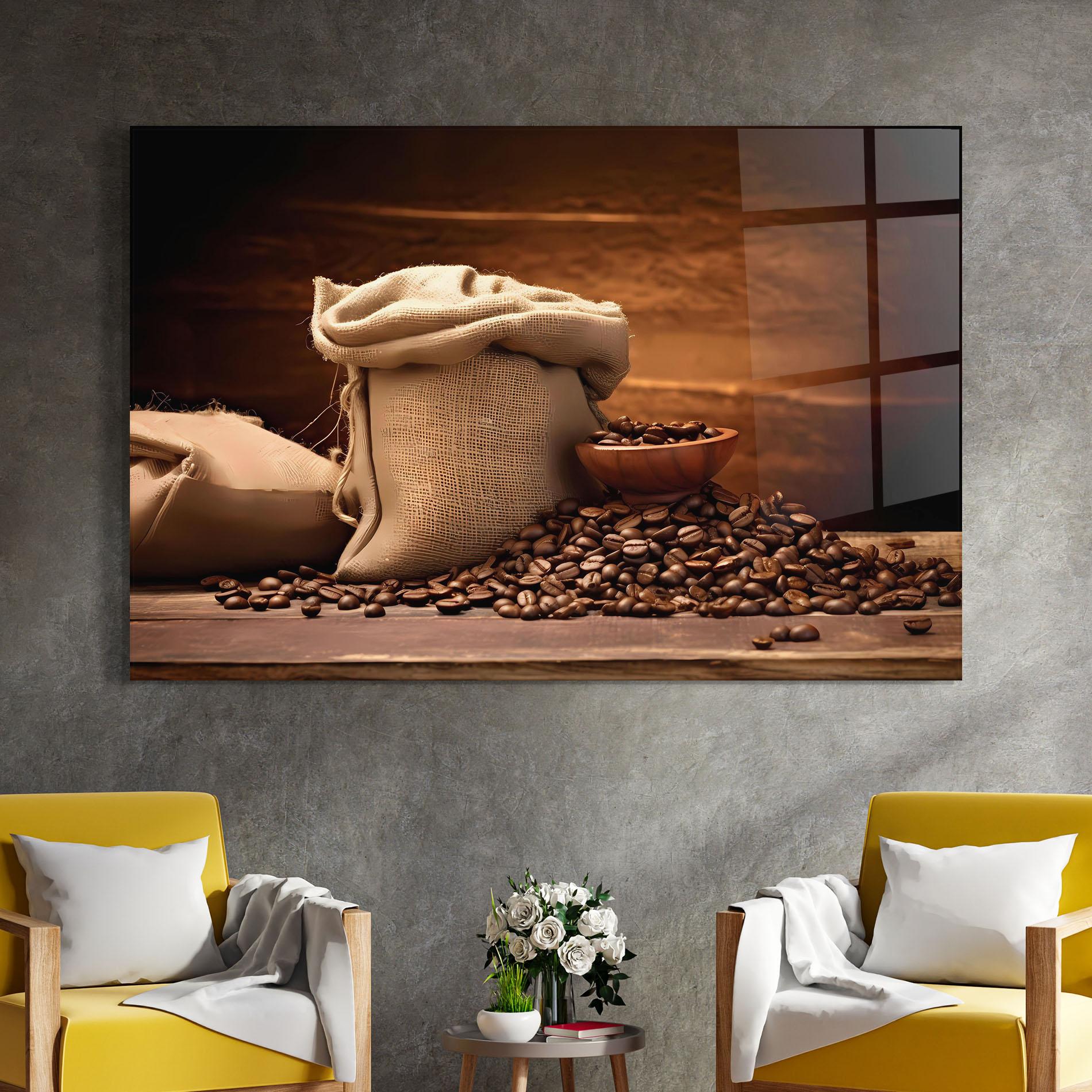 Üvegkép Big Bag Of Coffee Beans mockup 4