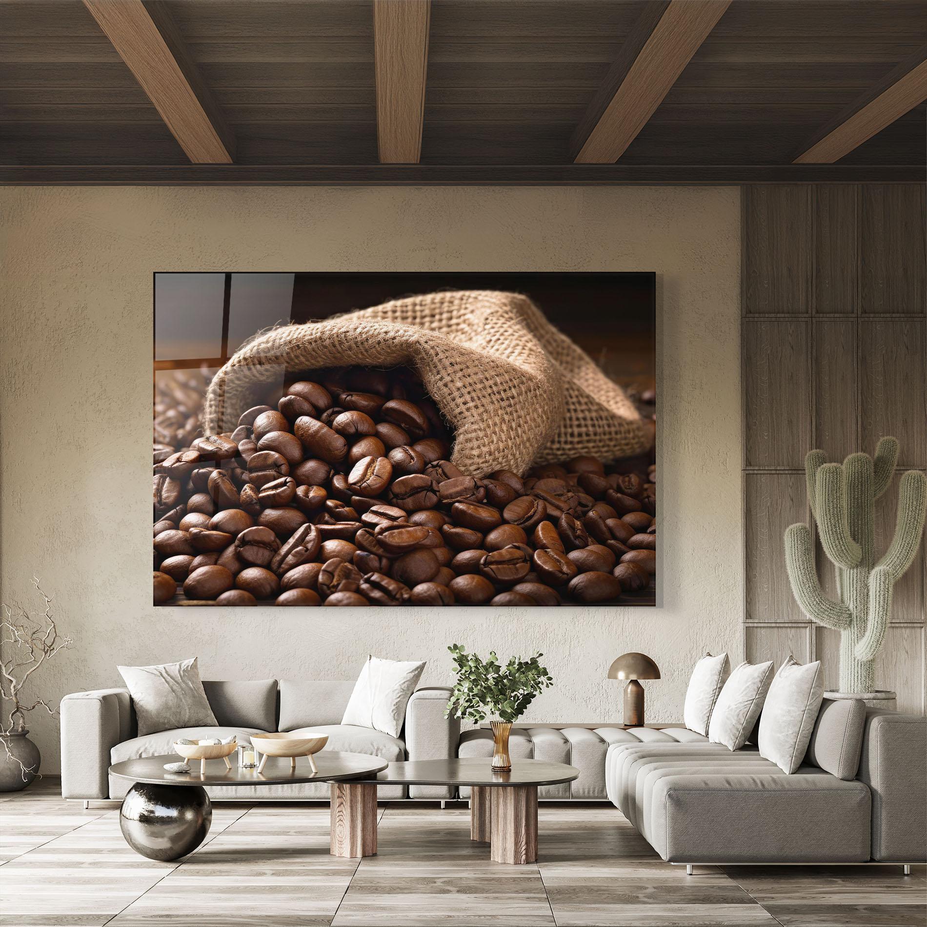 Üvegkép Bag Of Coffee Beans mockup 8