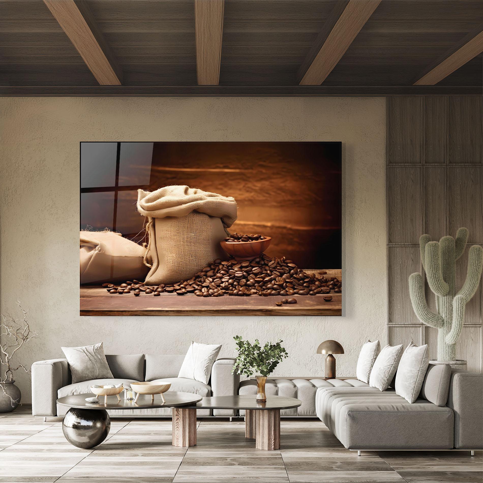 Üvegkép Big Bag Of Coffee Beans mockup 8
