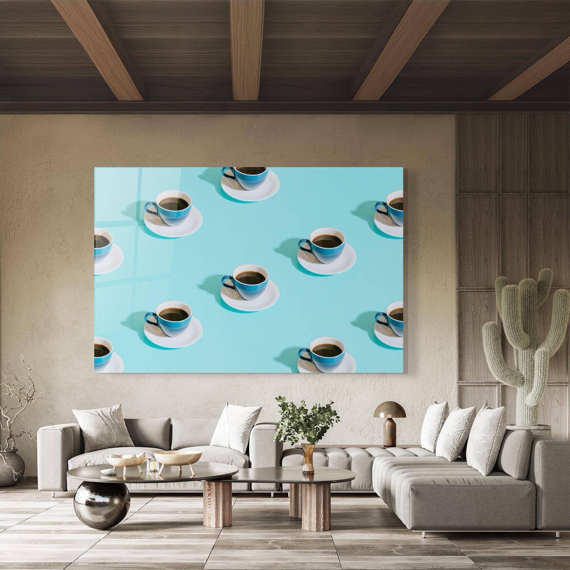 Üvegkép Blue Cup Of Coffe mockup 8