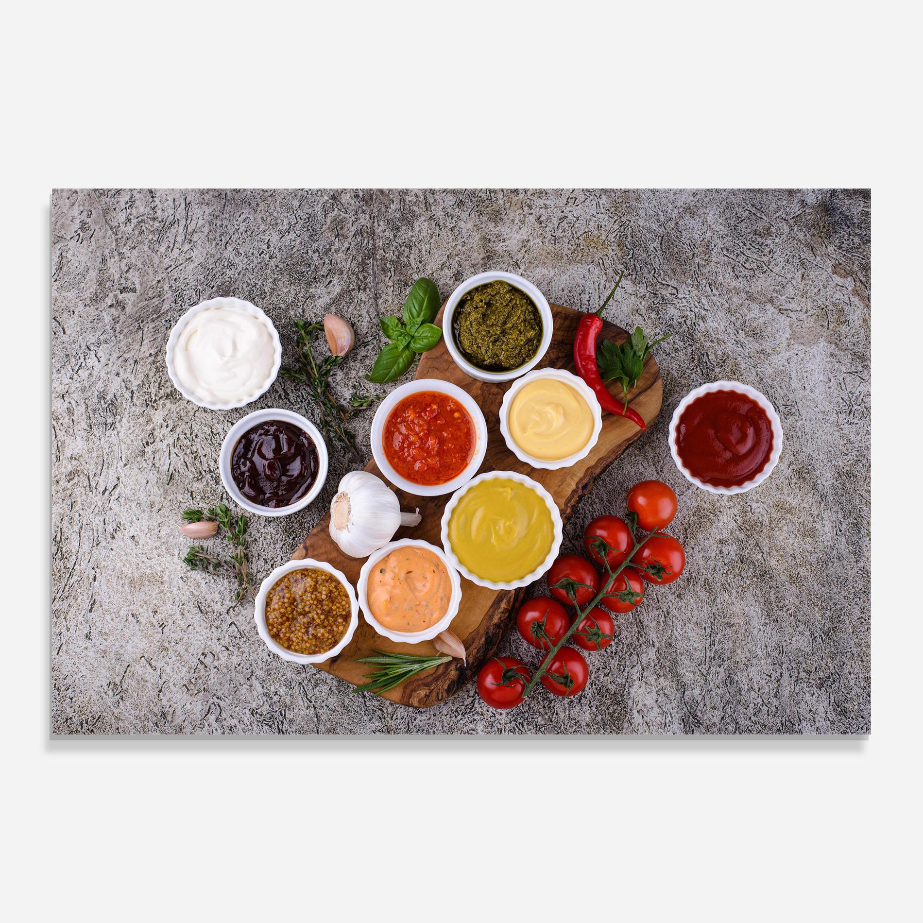 Üvegkép Different Sauces mockup 0