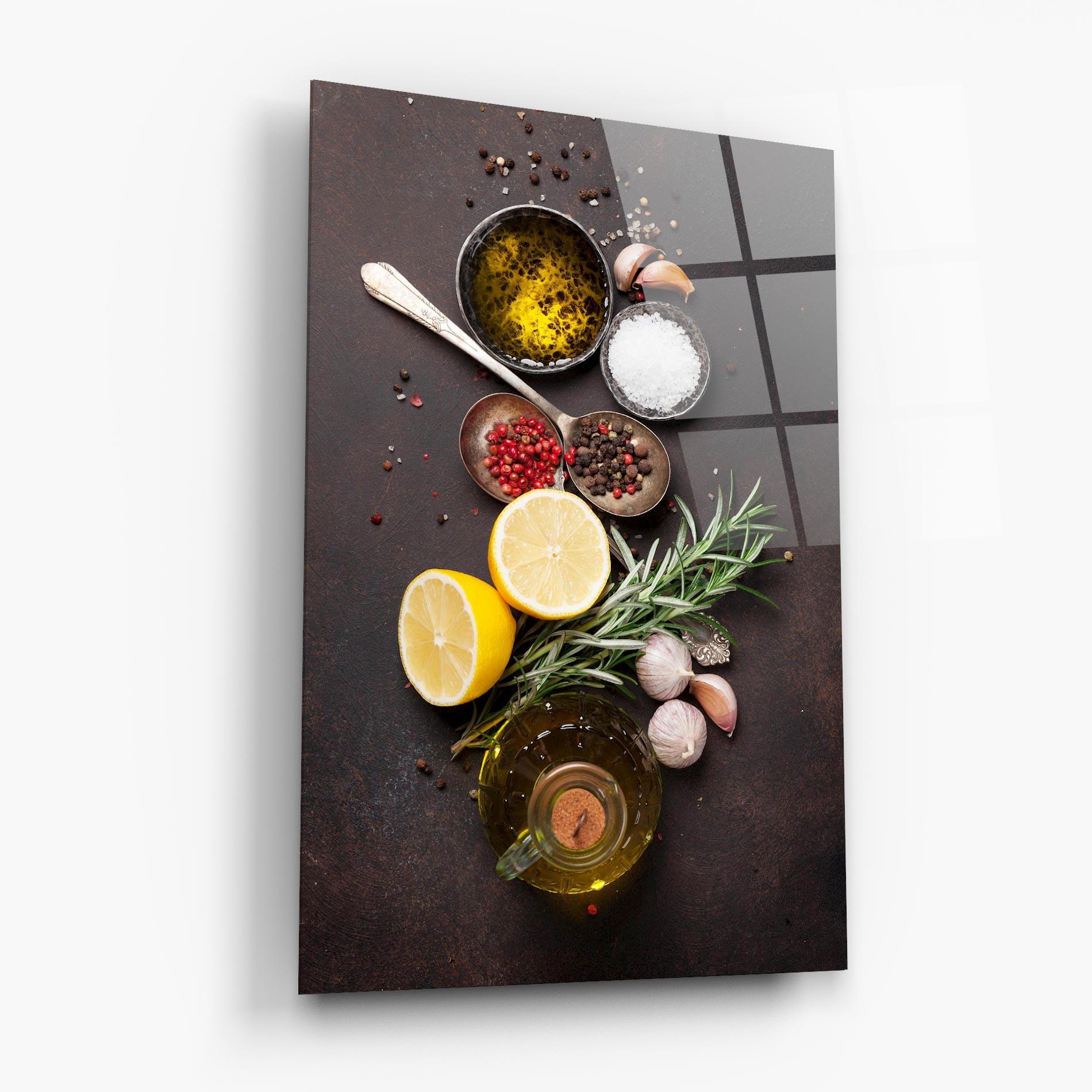 Üvegkép Spices On Stone Table mockup 6
