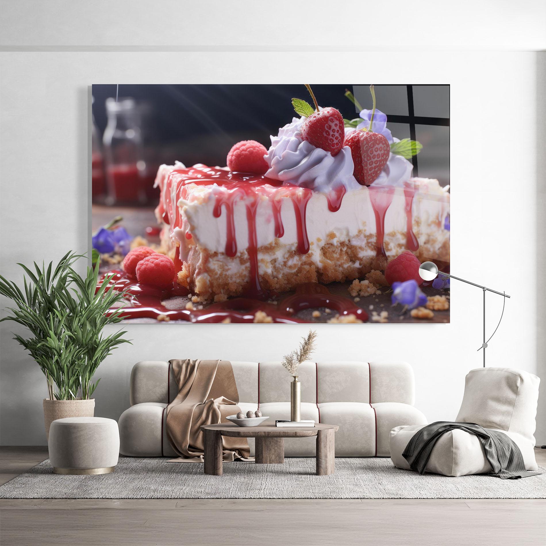 Üvegkép Strawberries Cake mockup 9