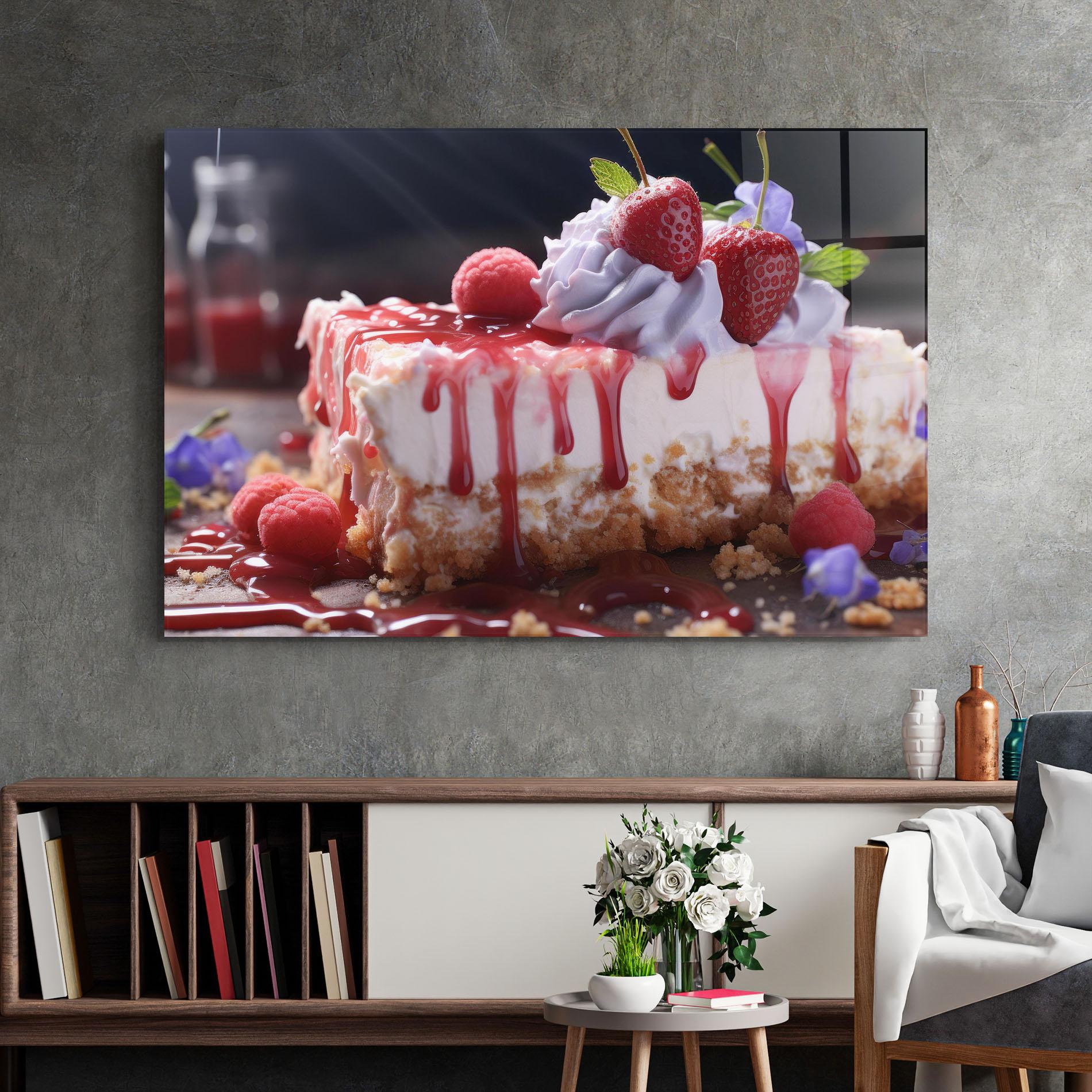 Üvegkép Strawberries Cake mockup 2