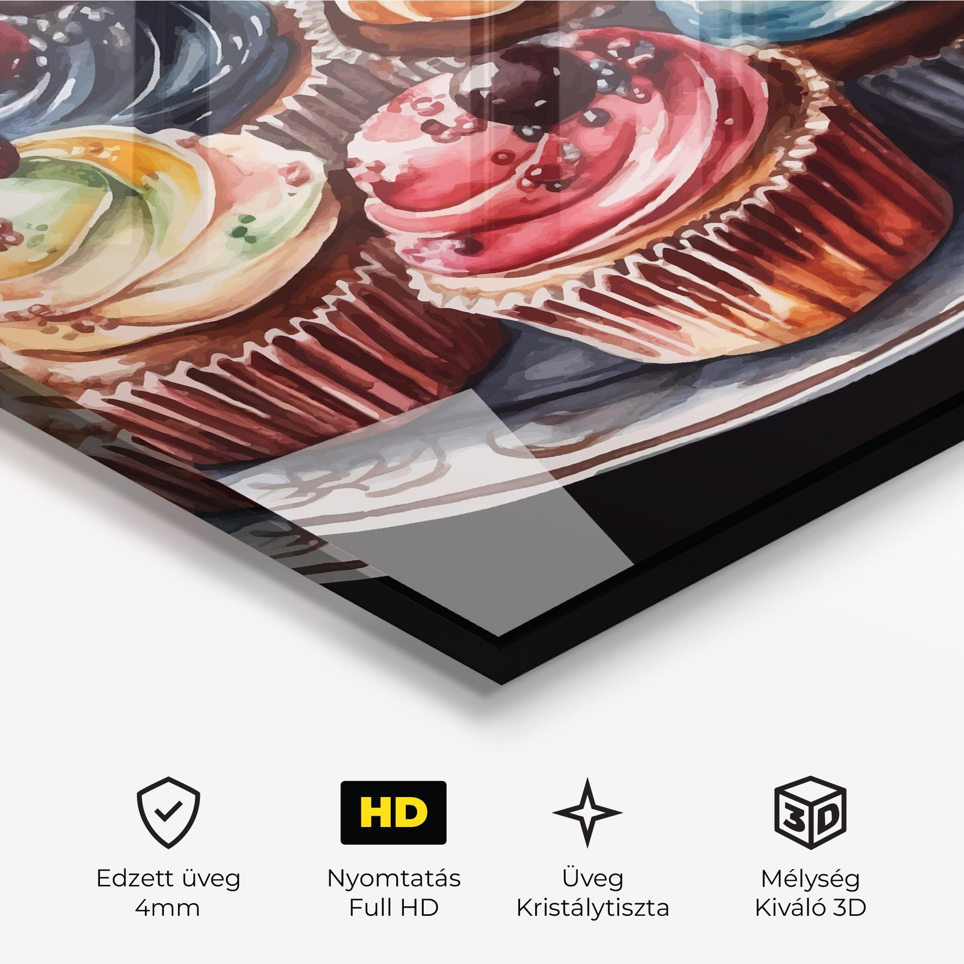 Üvegkép Colorful Muffins mockup 3