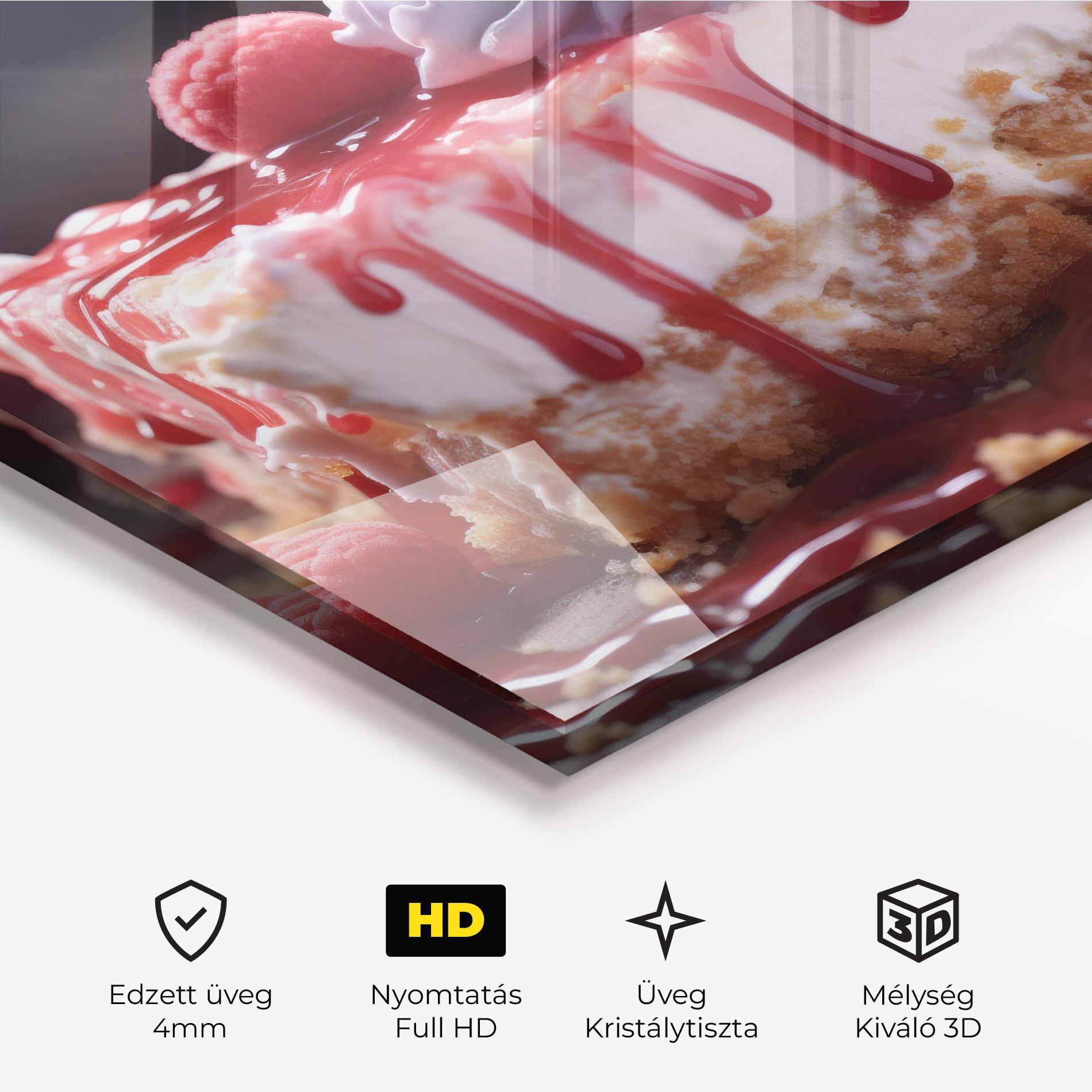 Üvegkép Strawberries Cake mockup 3