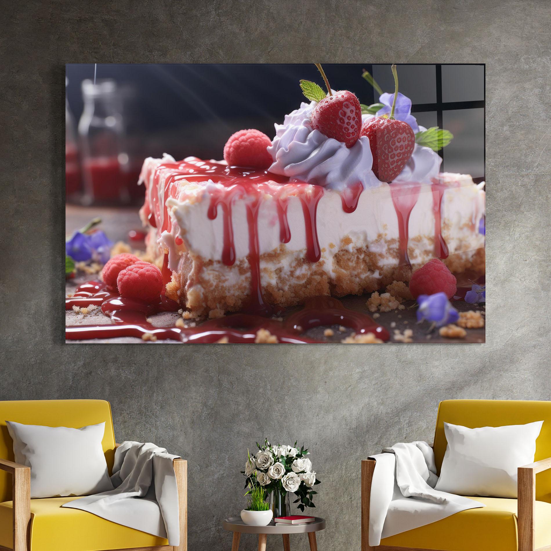 Üvegkép Strawberries Cake mockup 4