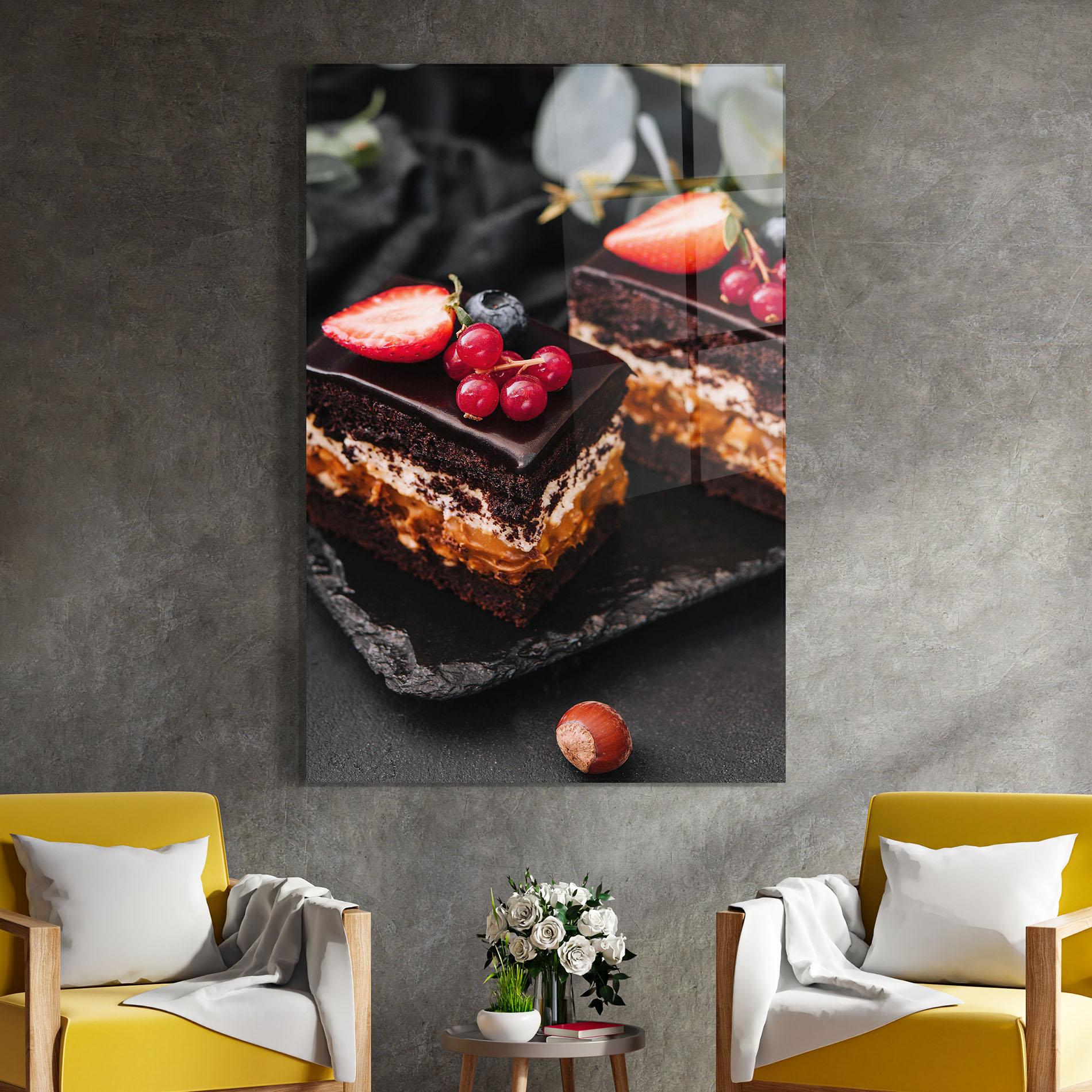 Üvegkép Chocolate Berries Cake mockup 4