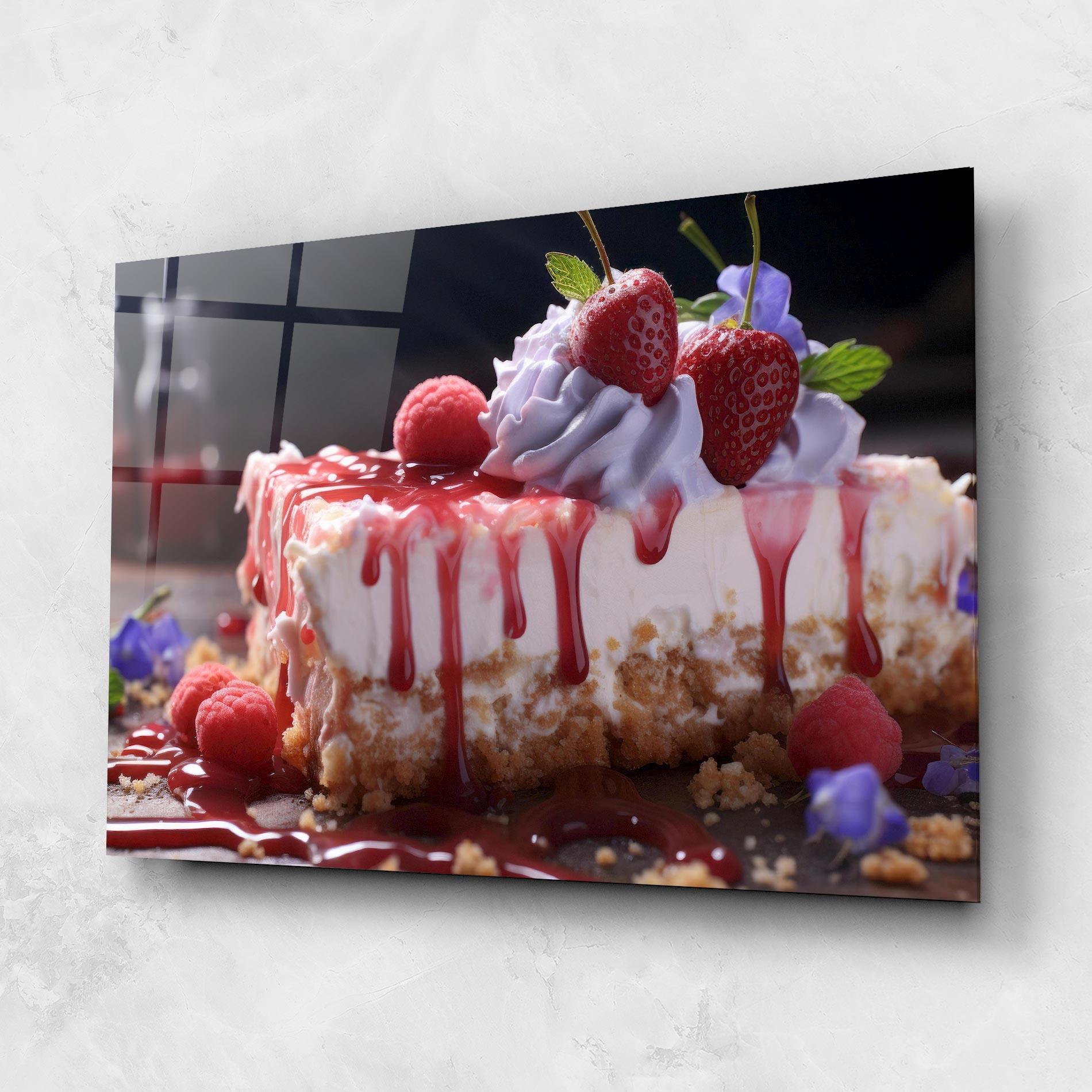 Üvegkép Strawberries Cake mockup 1