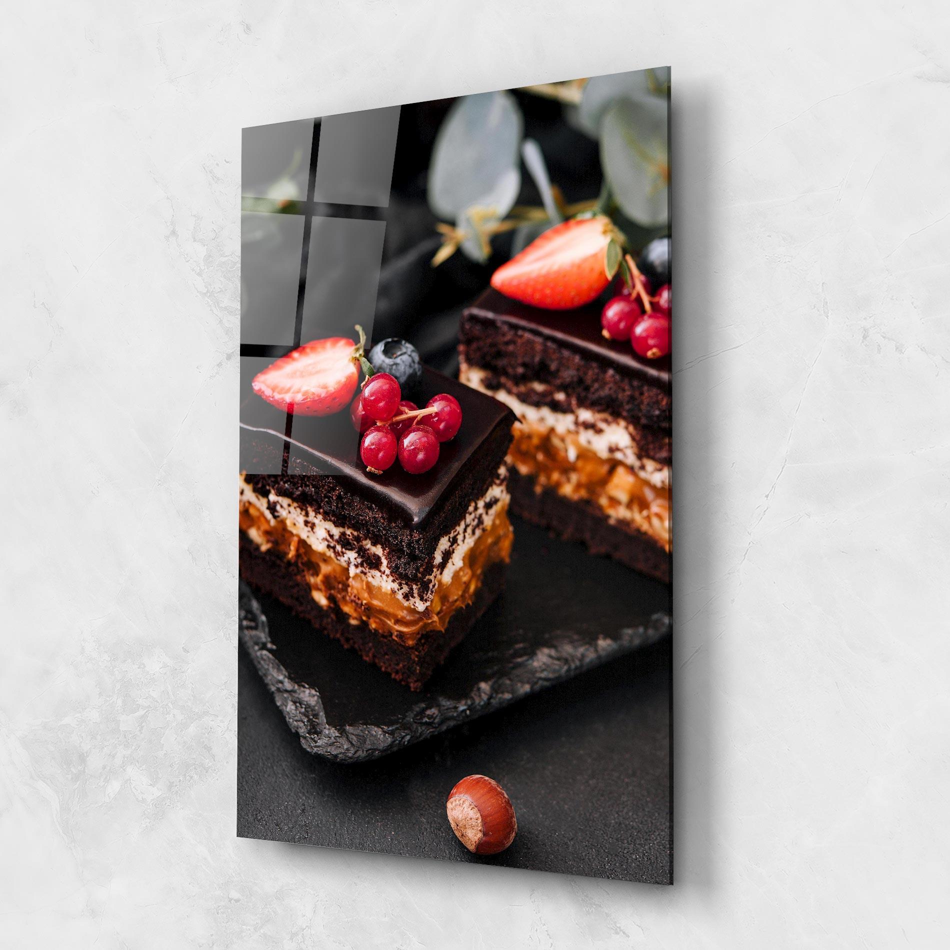 Üvegkép Chocolate Berries Cake mockup 1