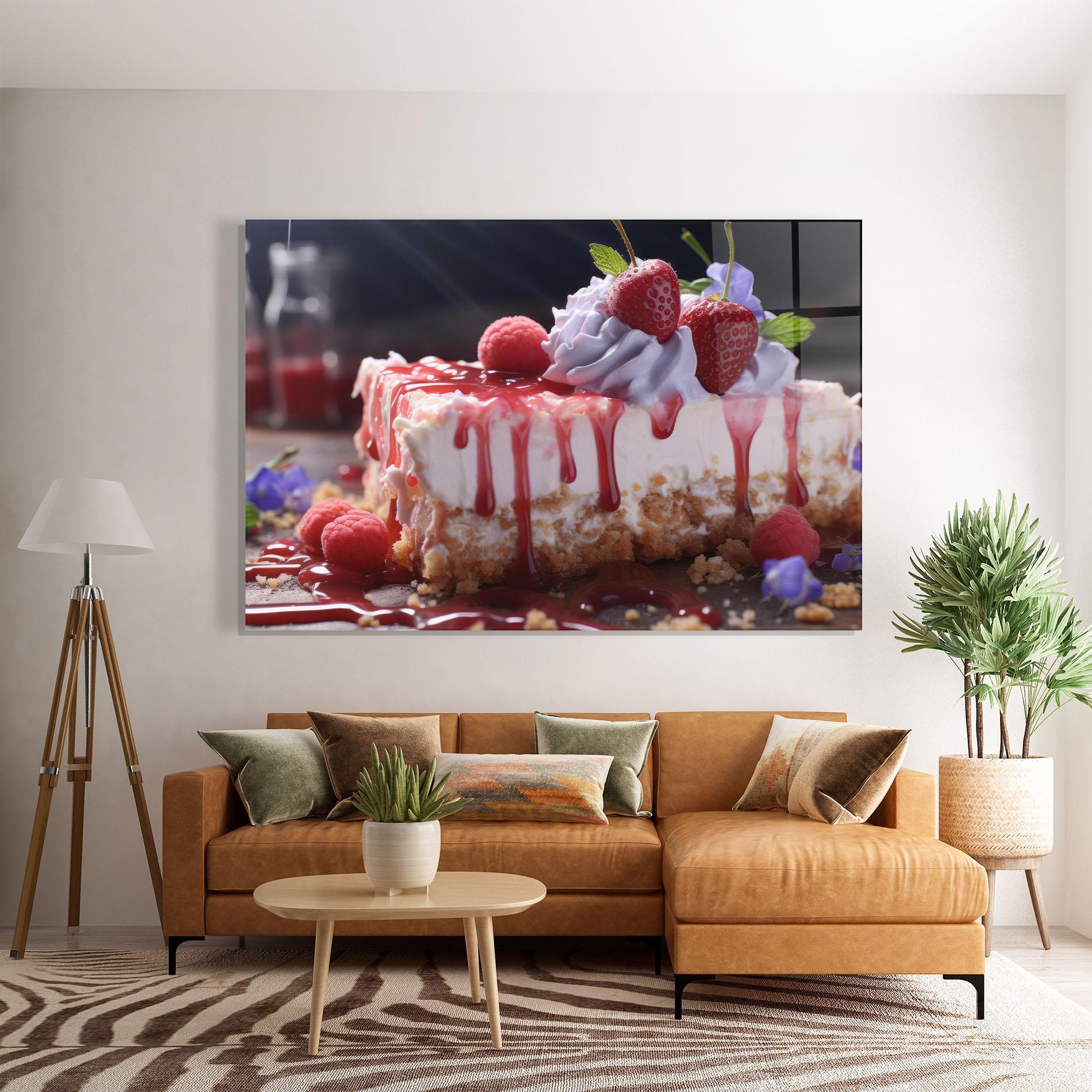 Üvegkép Strawberries Cake mockup 7