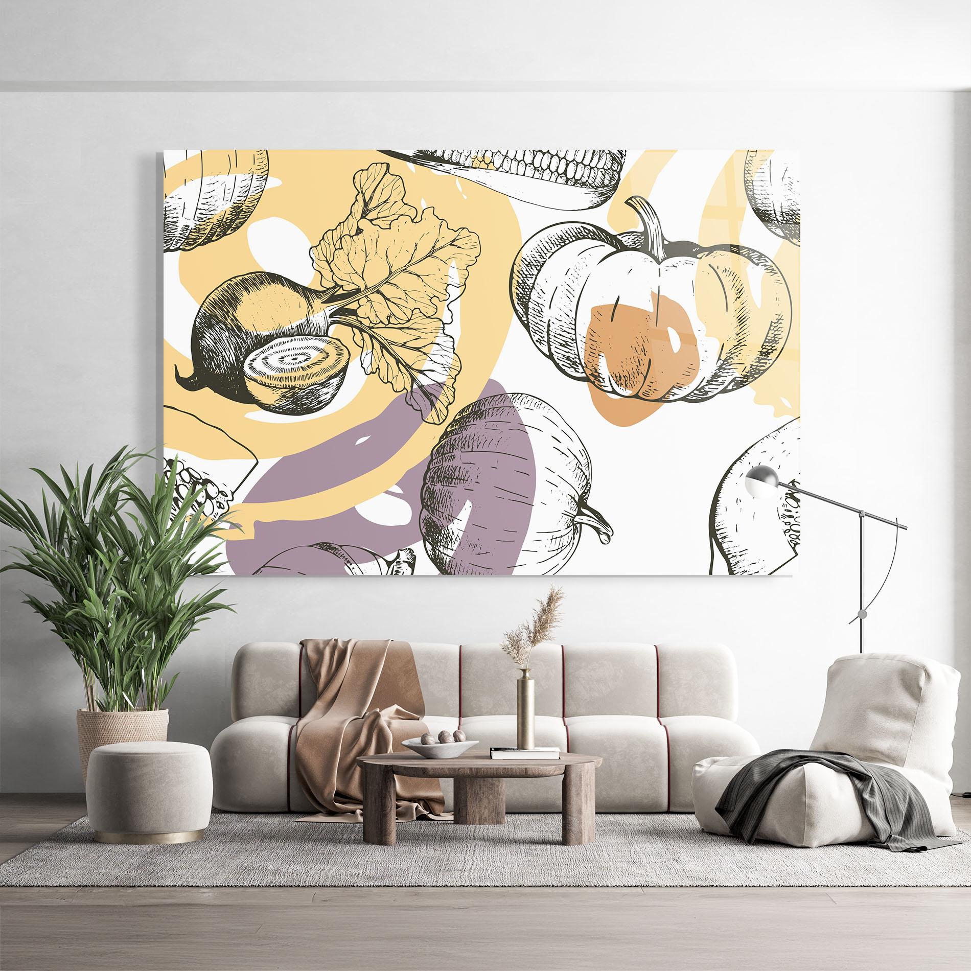 Üvegkép Cream Vegetables Art mockup 9