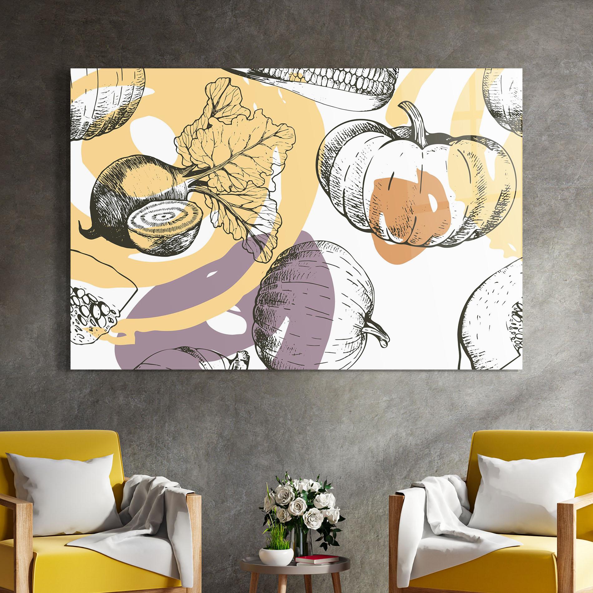 Üvegkép Cream Vegetables Art mockup 4
