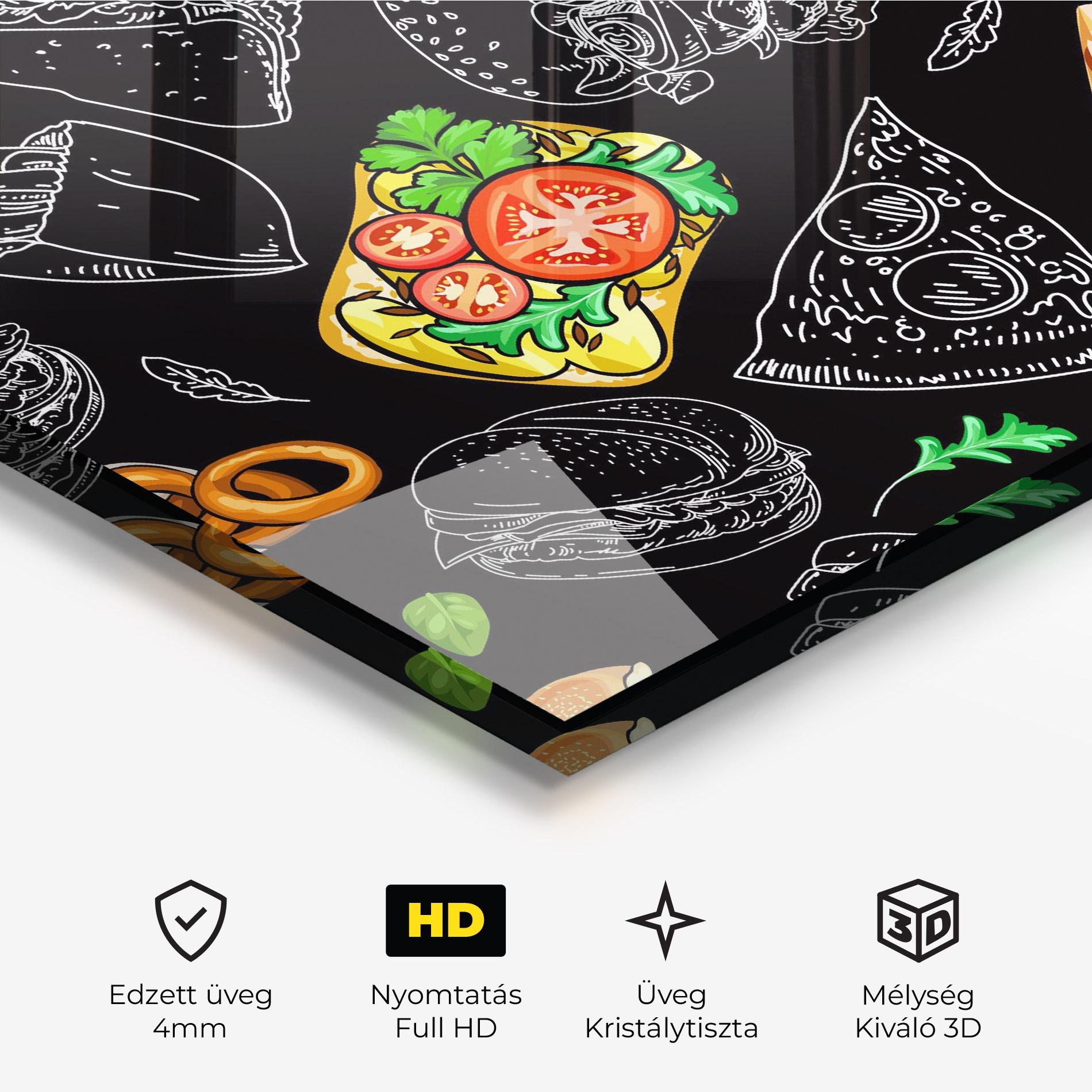 Üvegkép Burger Pattern mockup 3