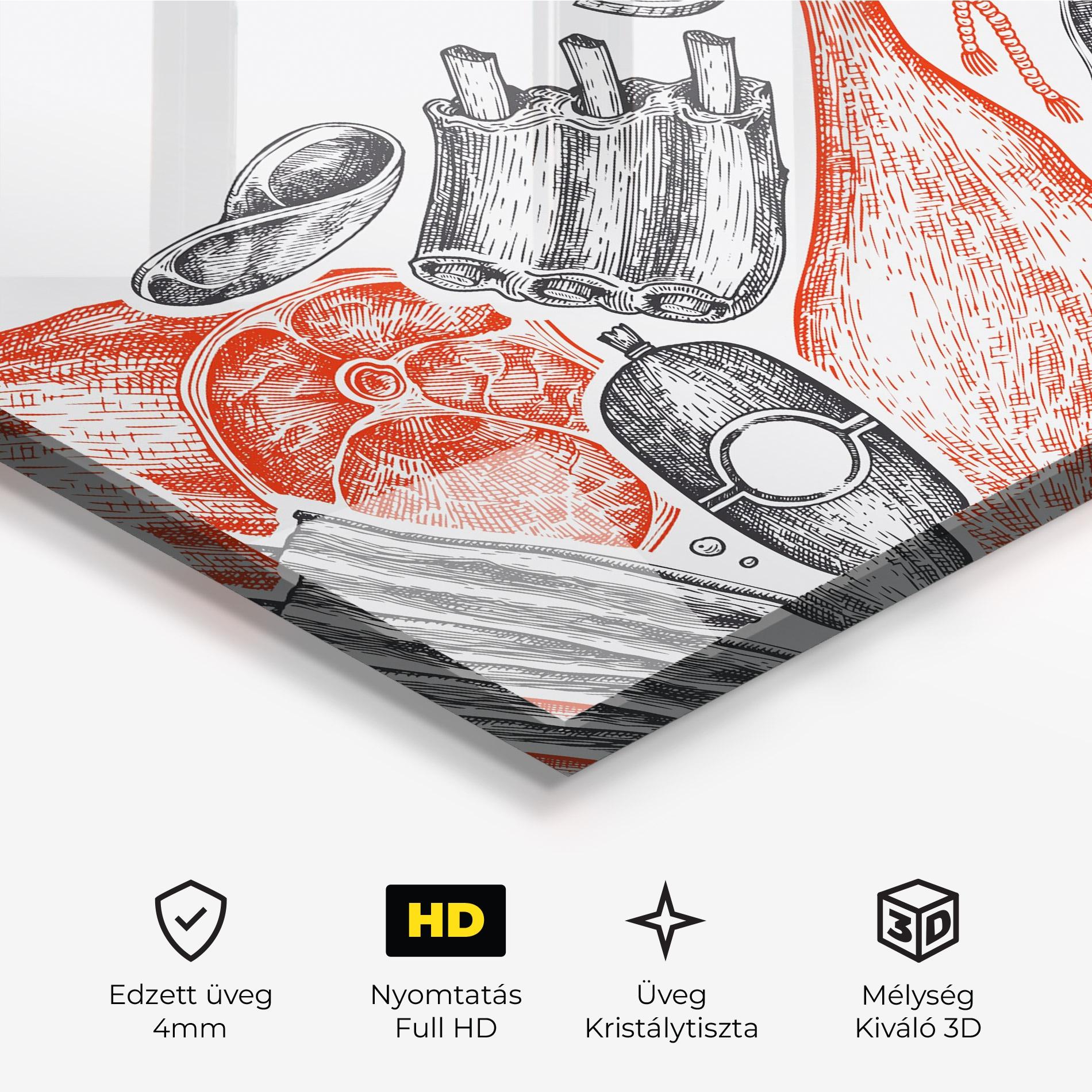 Üvegkép Grey Orange Meat mockup 3