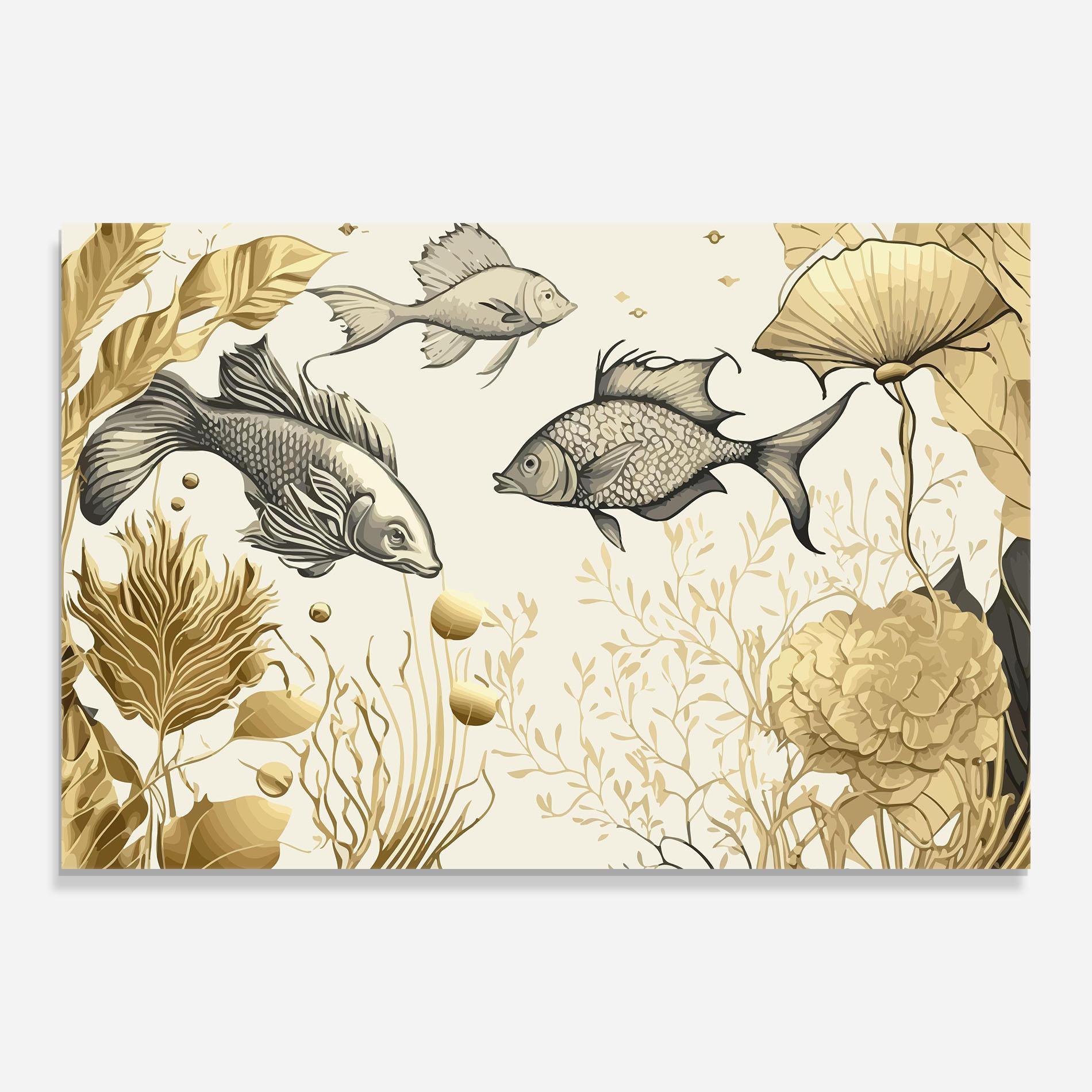 Üvegkép Grey Gold Fish mockup 0