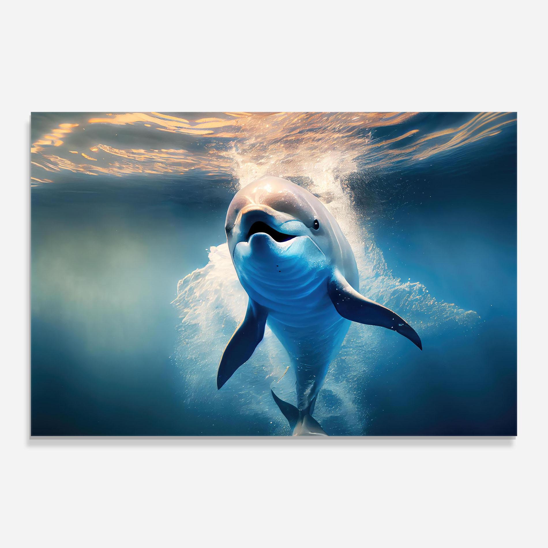 Üvegkép Happy Dolphin mockup 0
