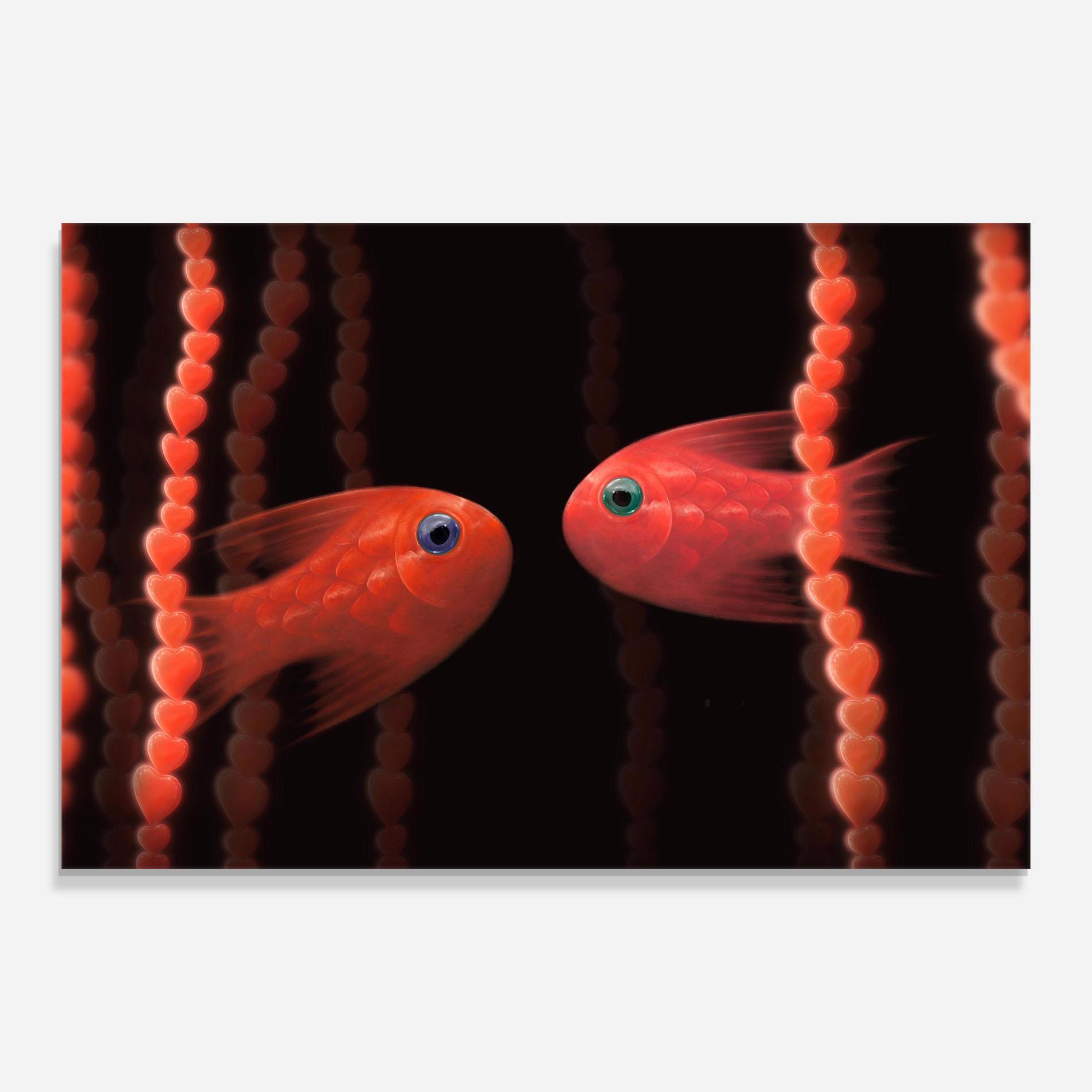 Üvegkép Orange Fish Heart mockup 0