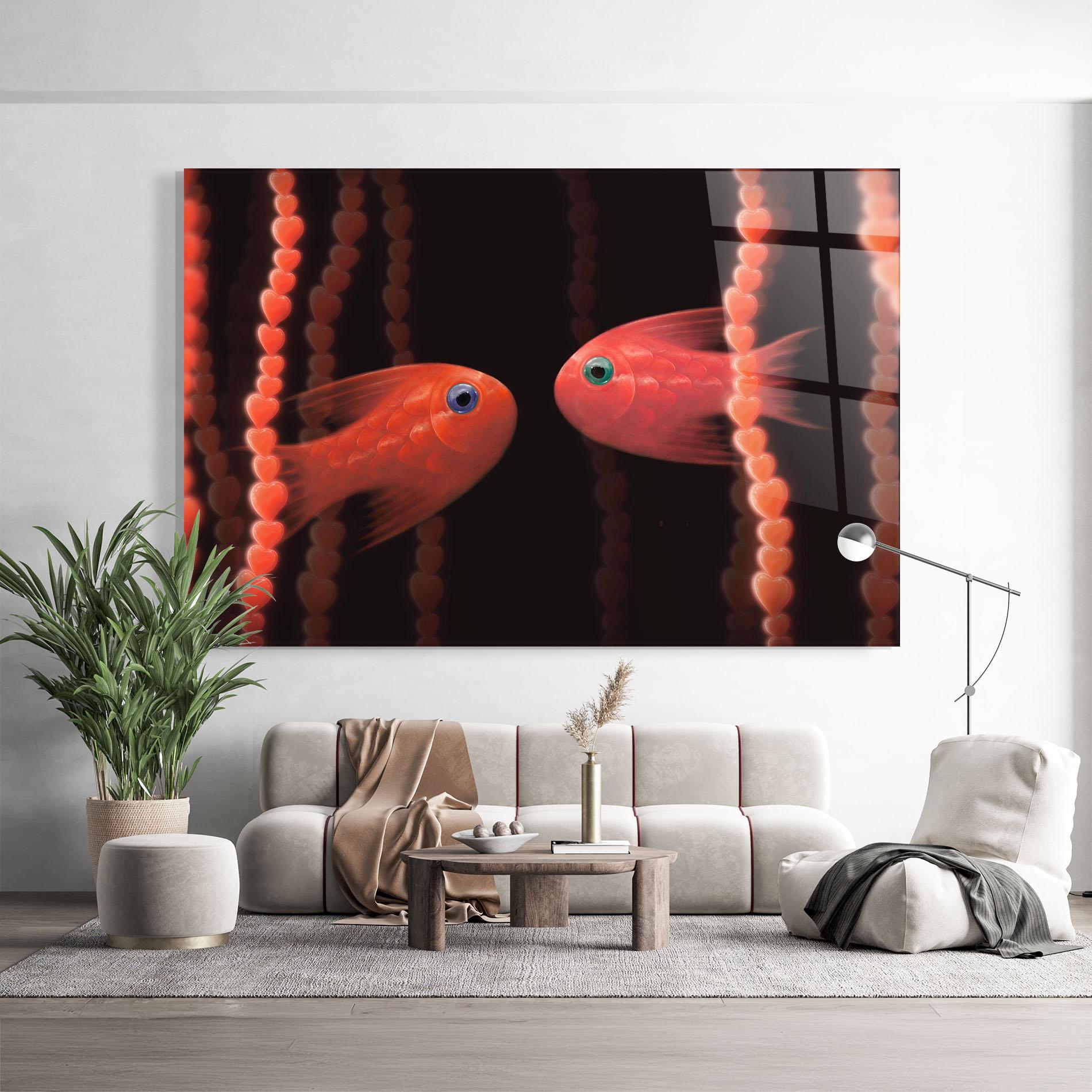 Üvegkép Orange Fish Heart mockup 9