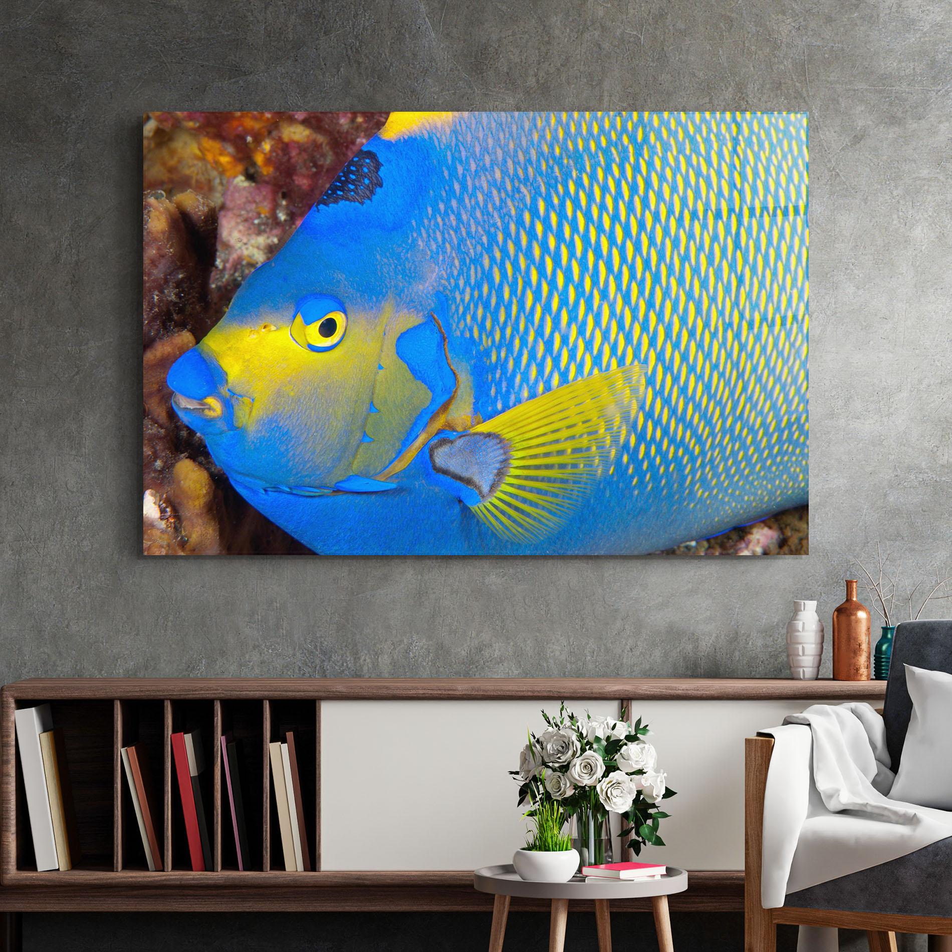 Üvegkép Blue Yellow Fish mockup 2