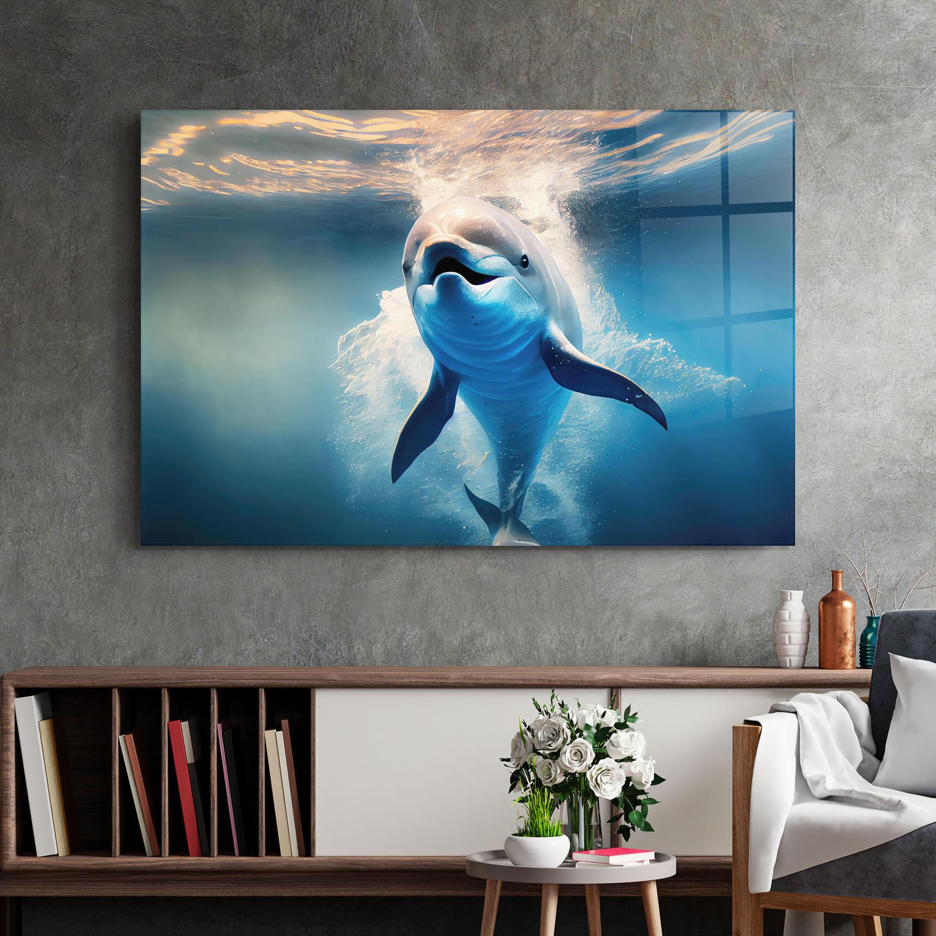 Üvegkép Happy Dolphin mockup 2