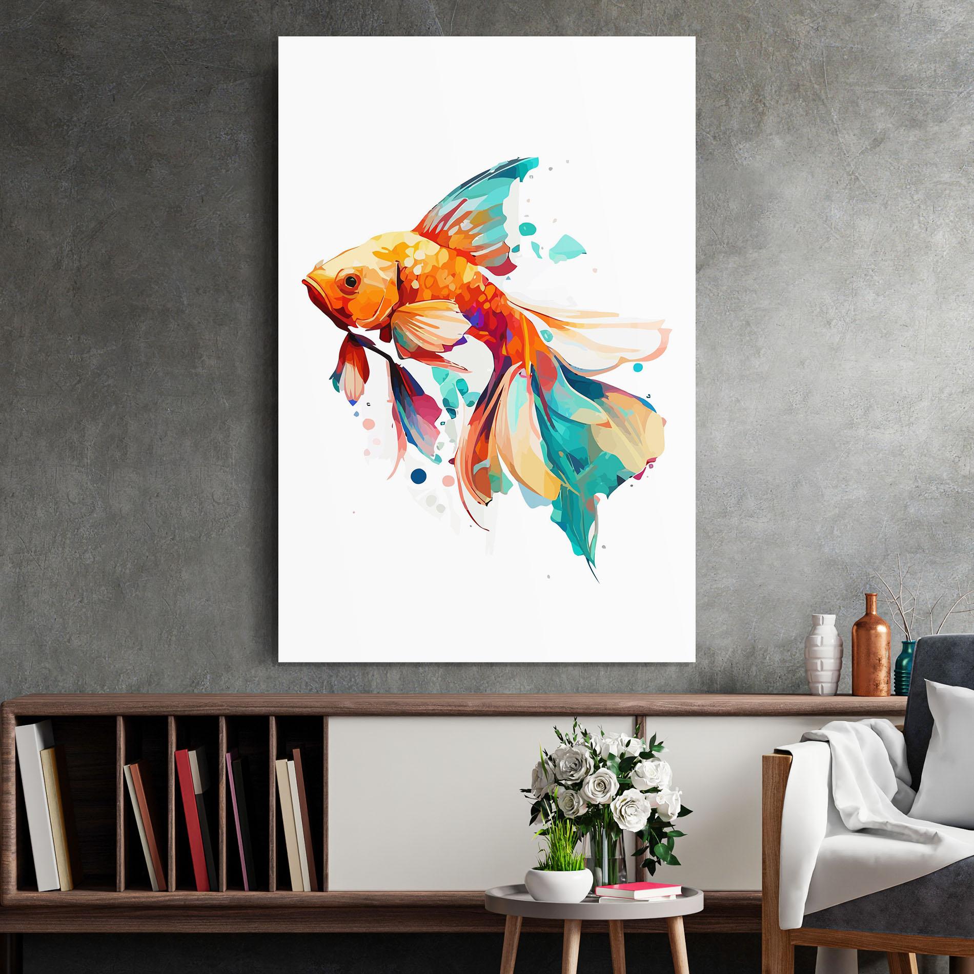 Üvegkép Blue Orange Fish mockup 2