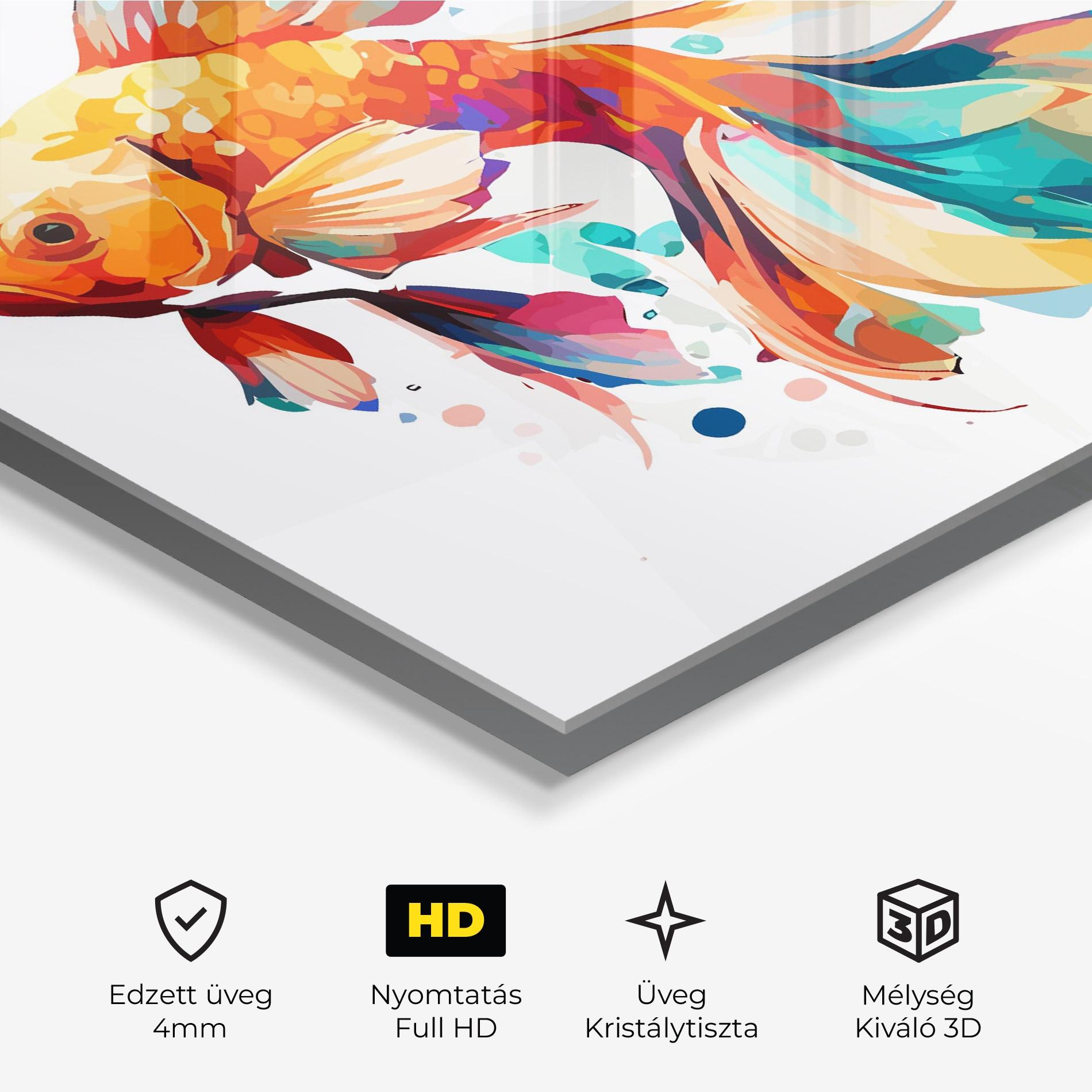 Üvegkép Blue Orange Fish mockup 3