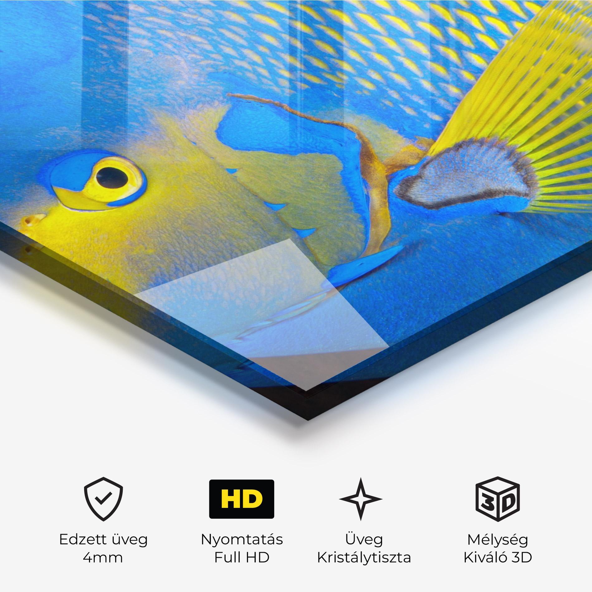 Üvegkép Blue Yellow Fish mockup 3
