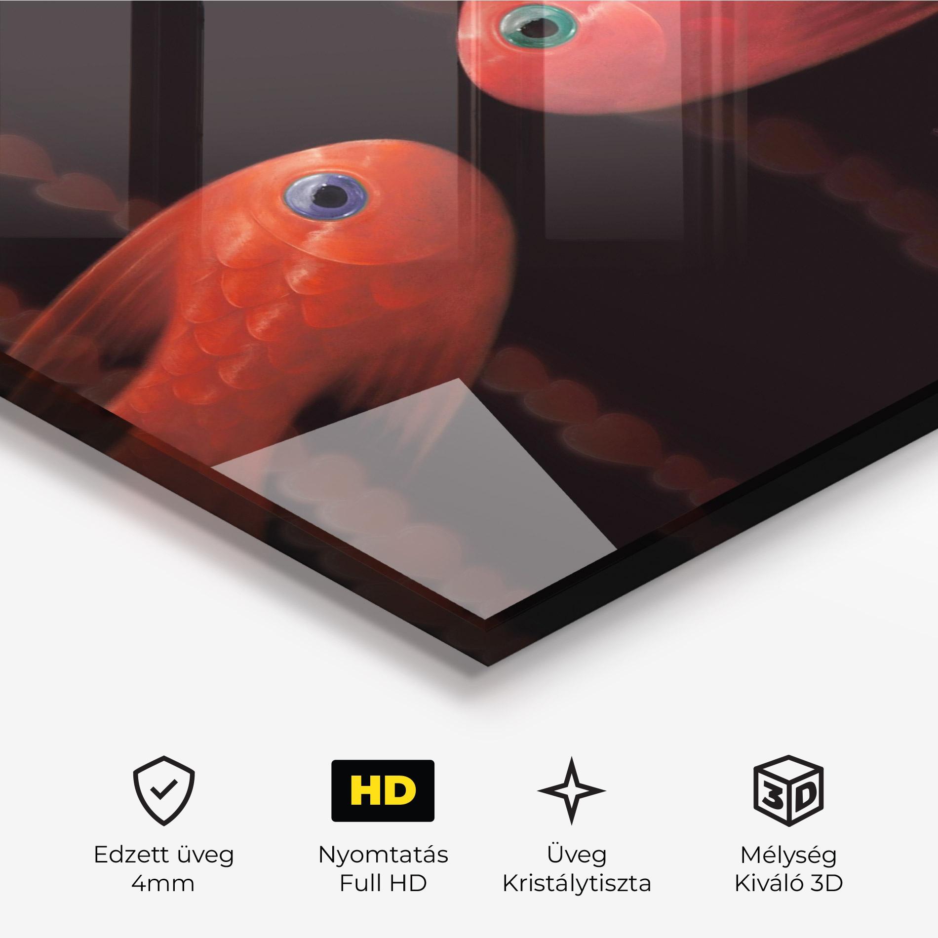 Üvegkép Orange Fish Heart mockup 3