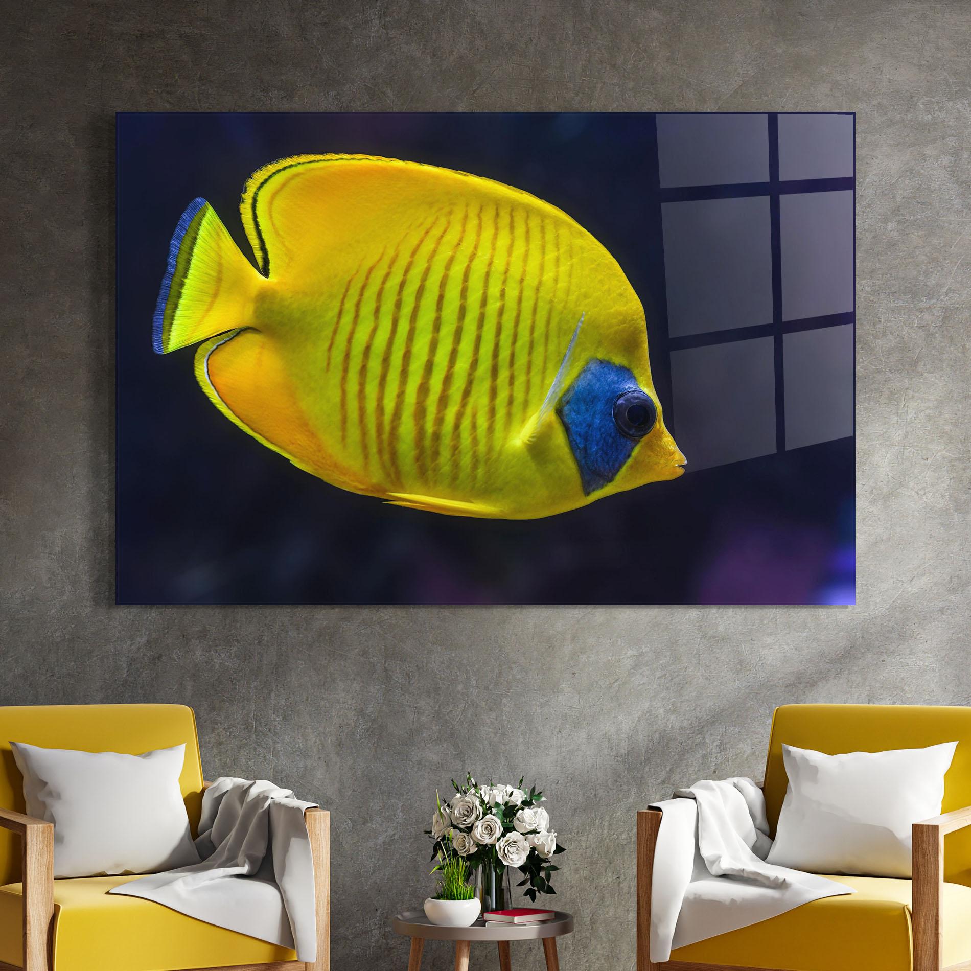 Üvegkép Yellow Blue Fish mockup 4