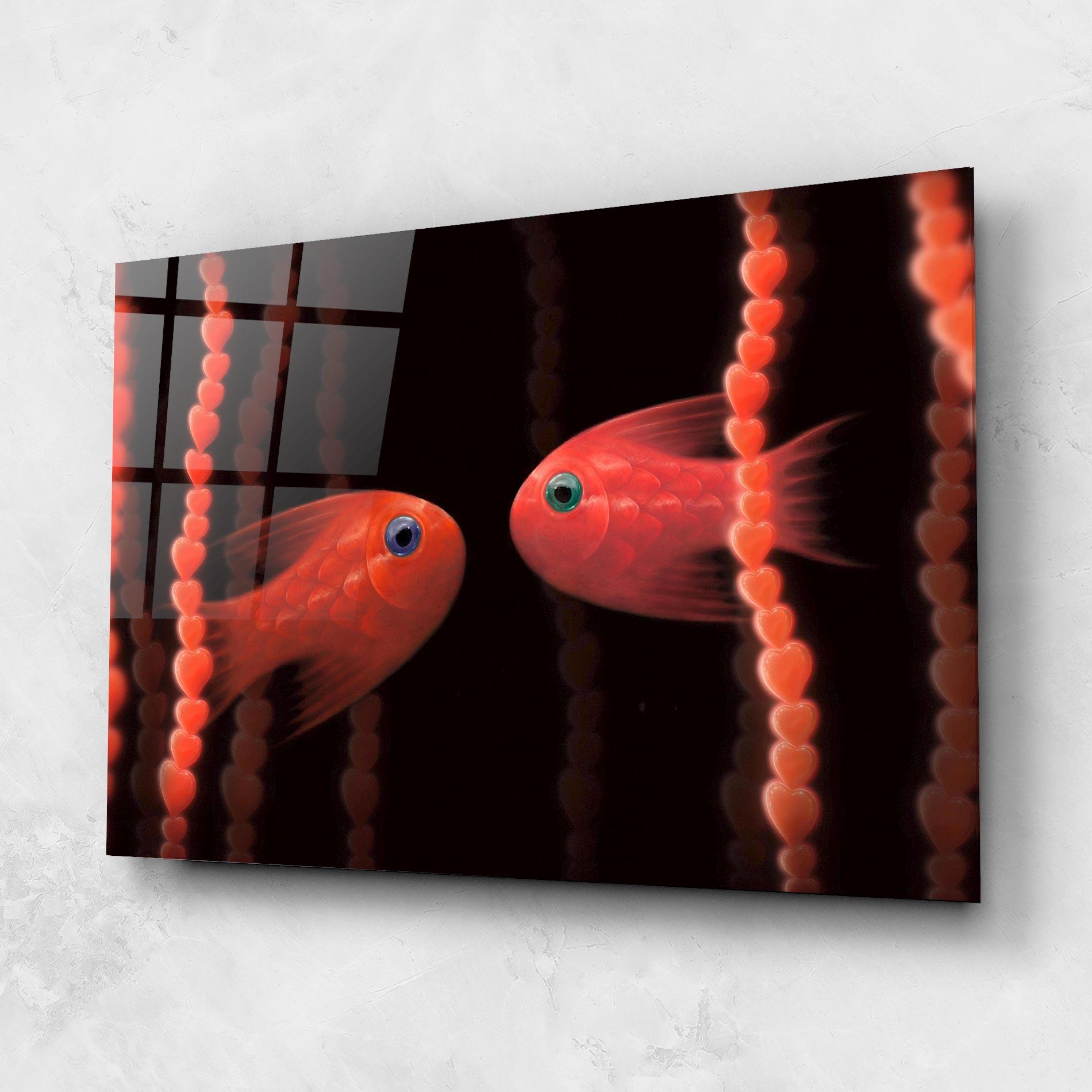 Üvegkép Orange Fish Heart mockup 1