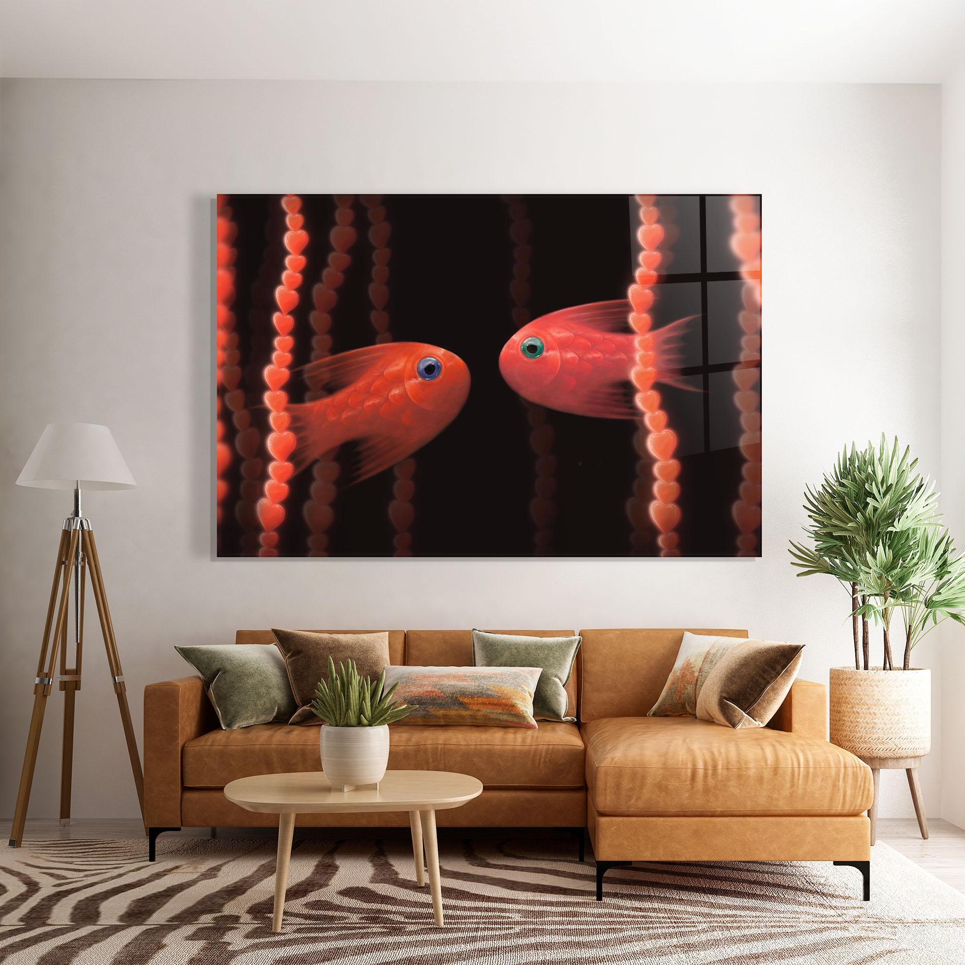 Üvegkép Orange Fish Heart mockup 7