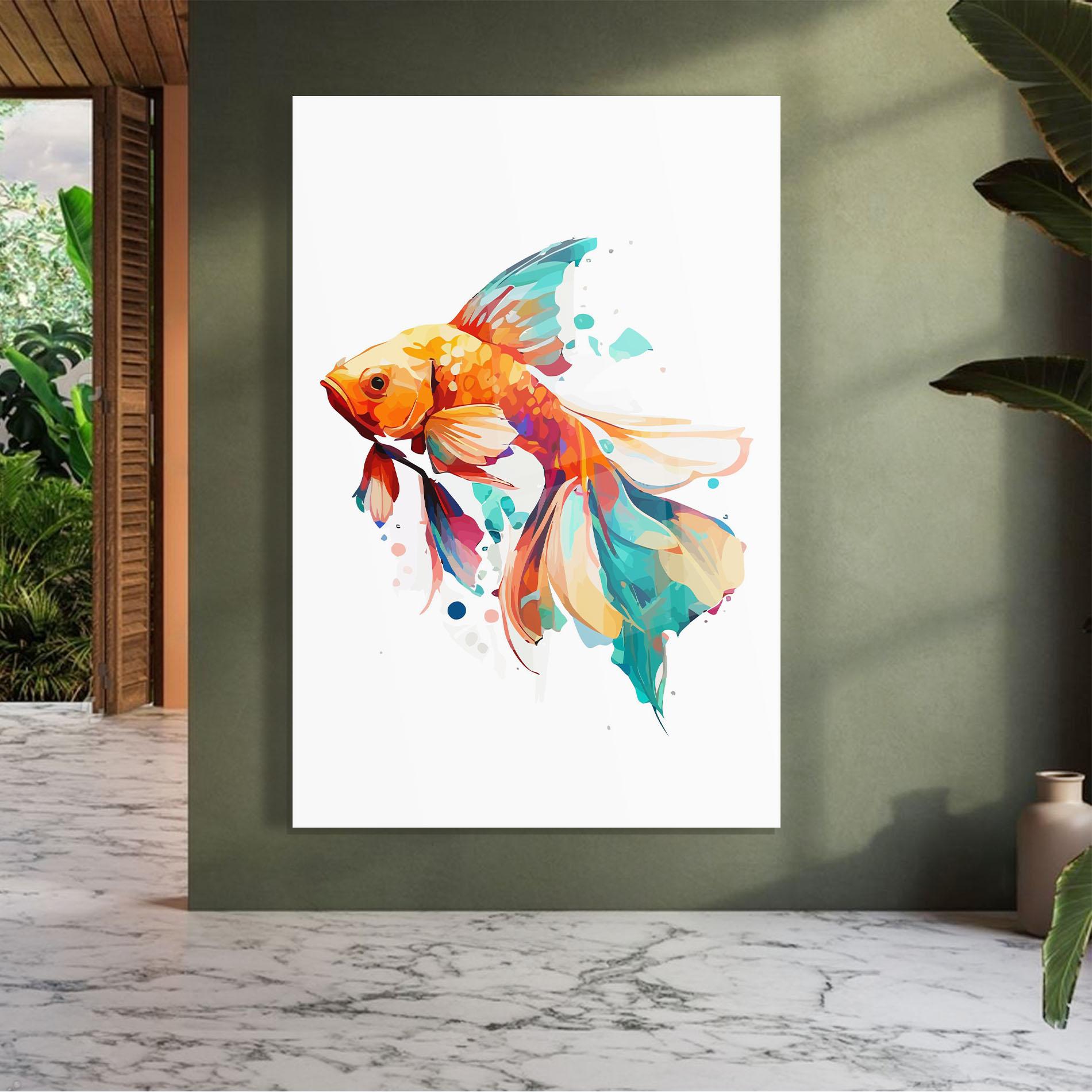 Üvegkép Blue Orange Fish mockup 7