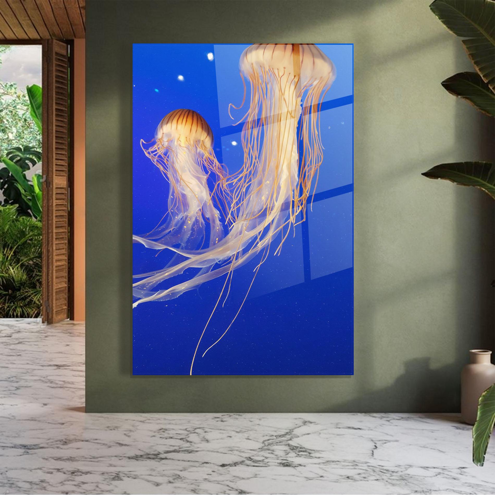 Üvegkép Light Orange Jellyfish mockup 7