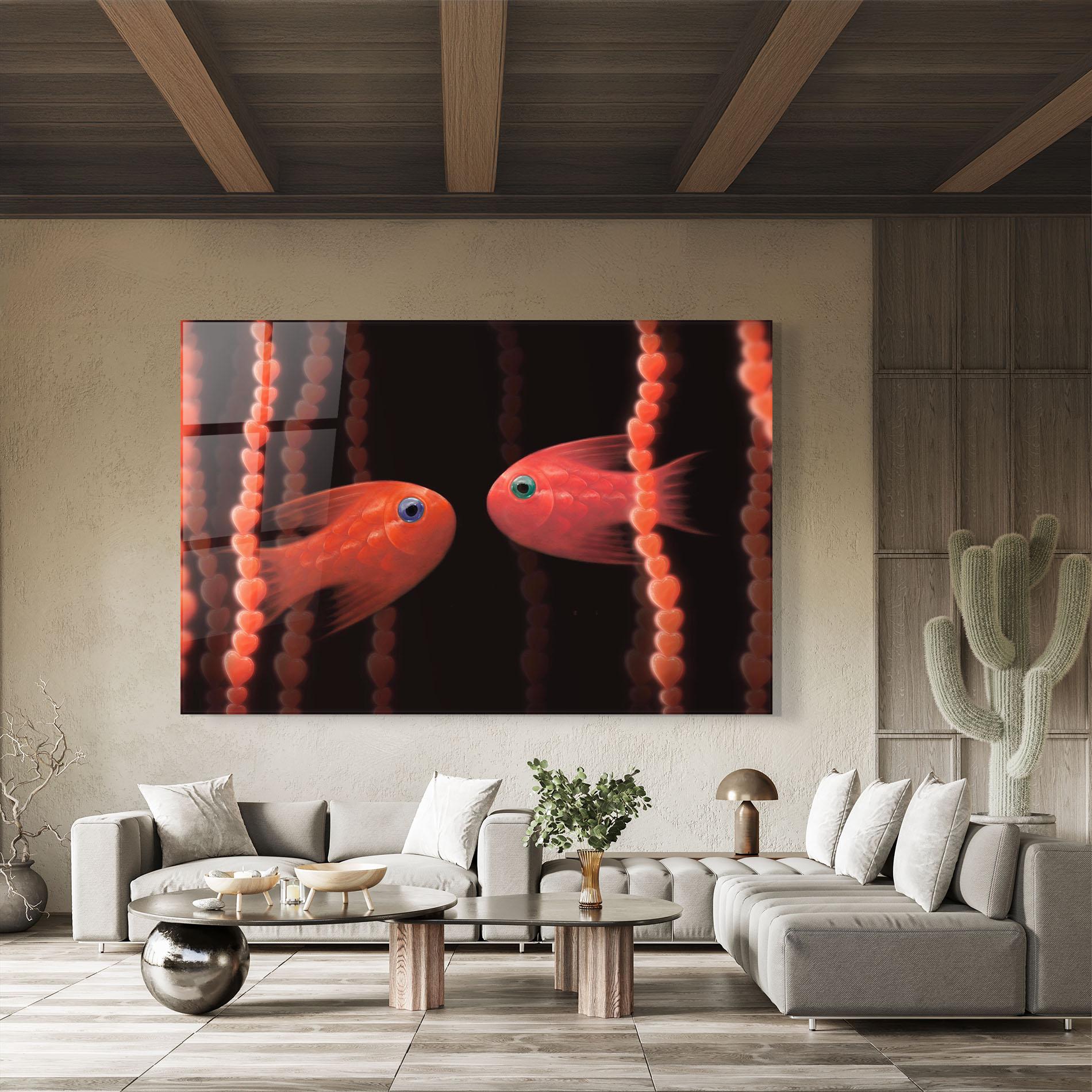 Üvegkép Orange Fish Heart mockup 8