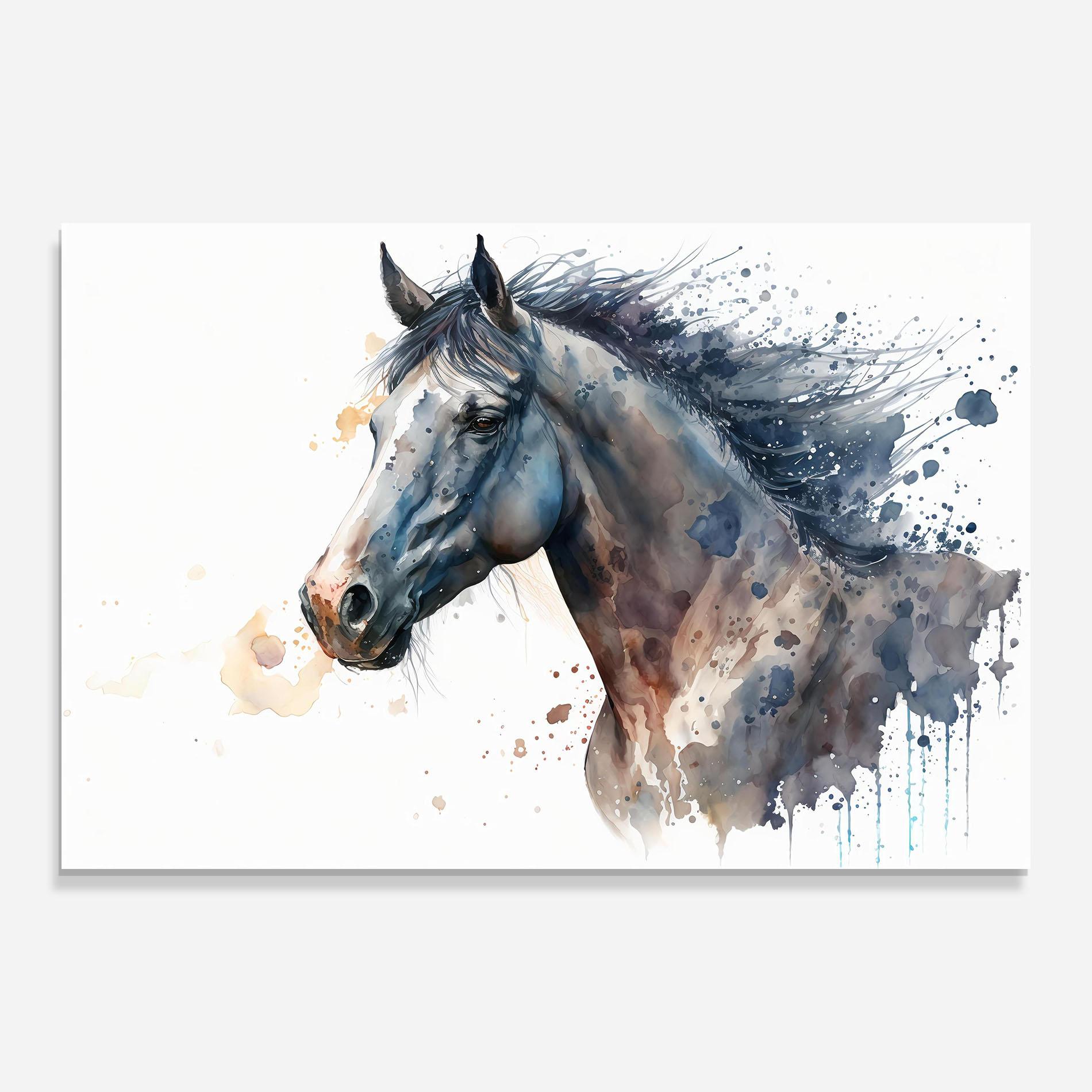 Üvegkép Blue Horse Painting mockup 0