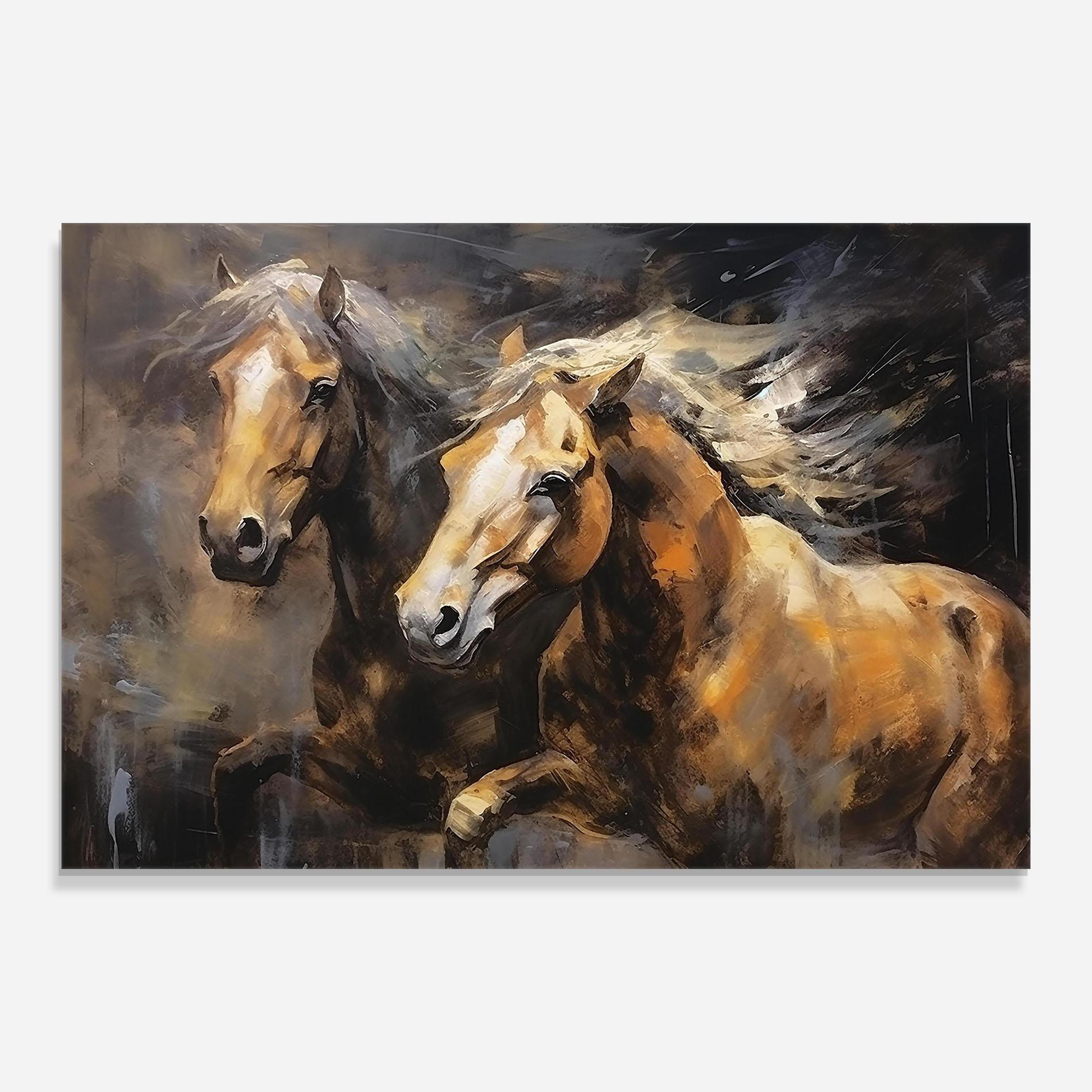 Üvegkép Brown Horses Running mockup 0